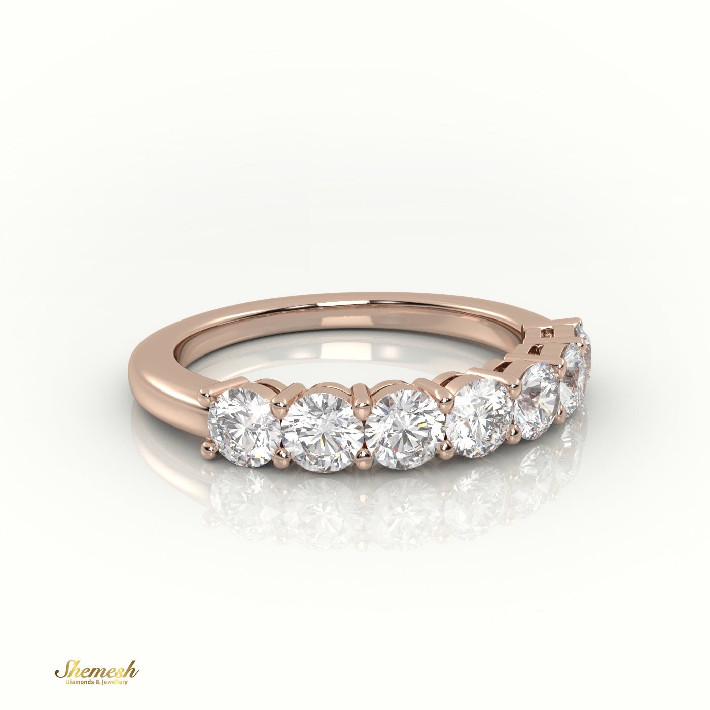 18K Gold Round Diamond Half Eternity Wedding Ring - shemesh_diamonds