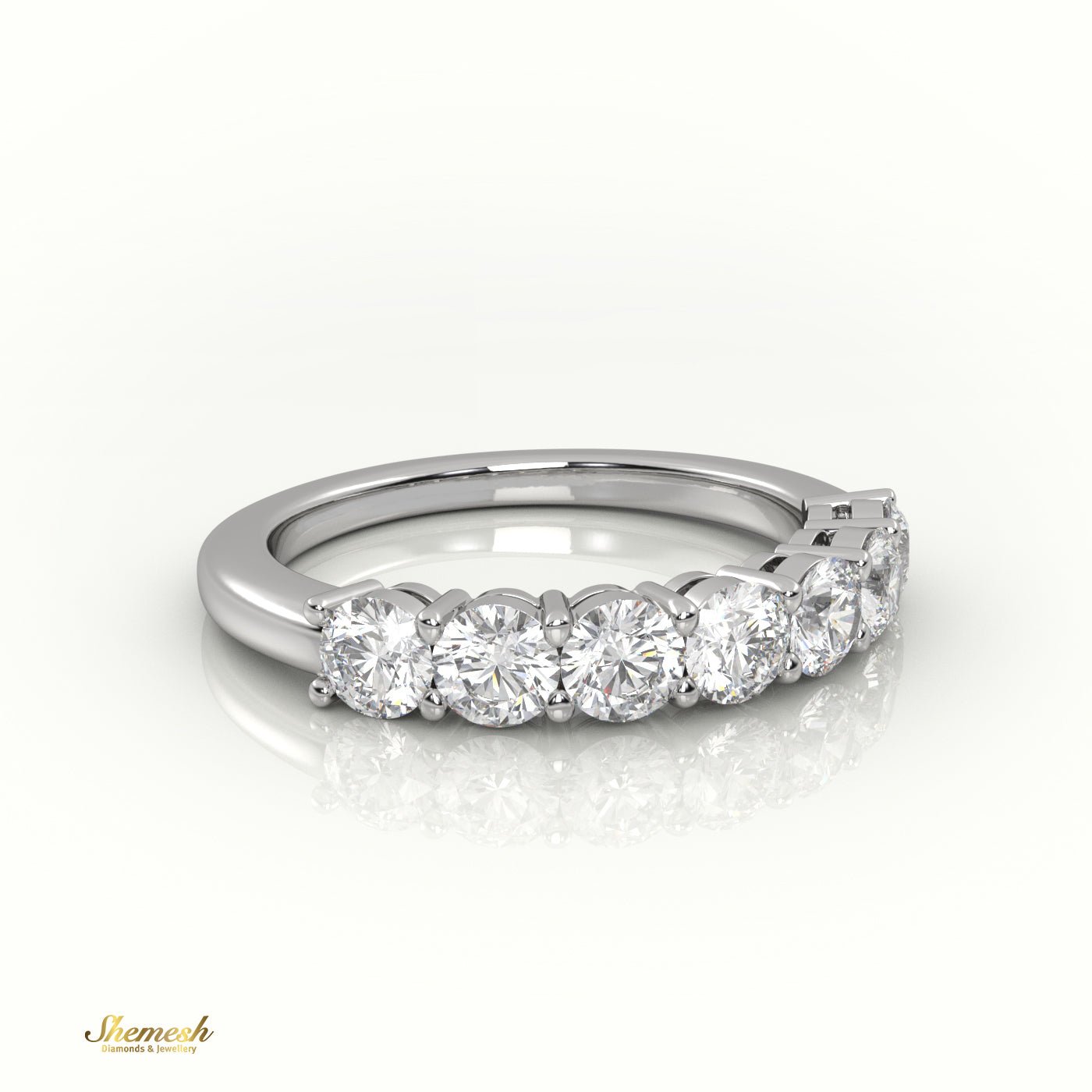 18K Gold Round Diamond Half Eternity Wedding Ring - shemesh_diamonds