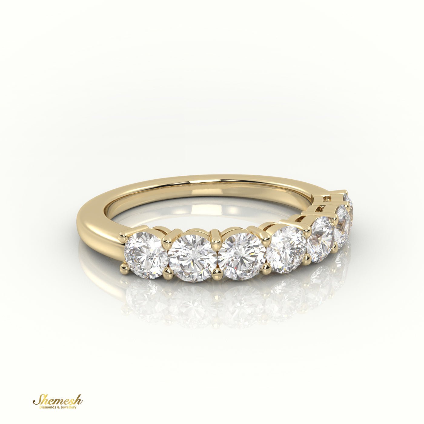 18K Gold Round Diamond Half Eternity Wedding Ring - shemesh_diamonds