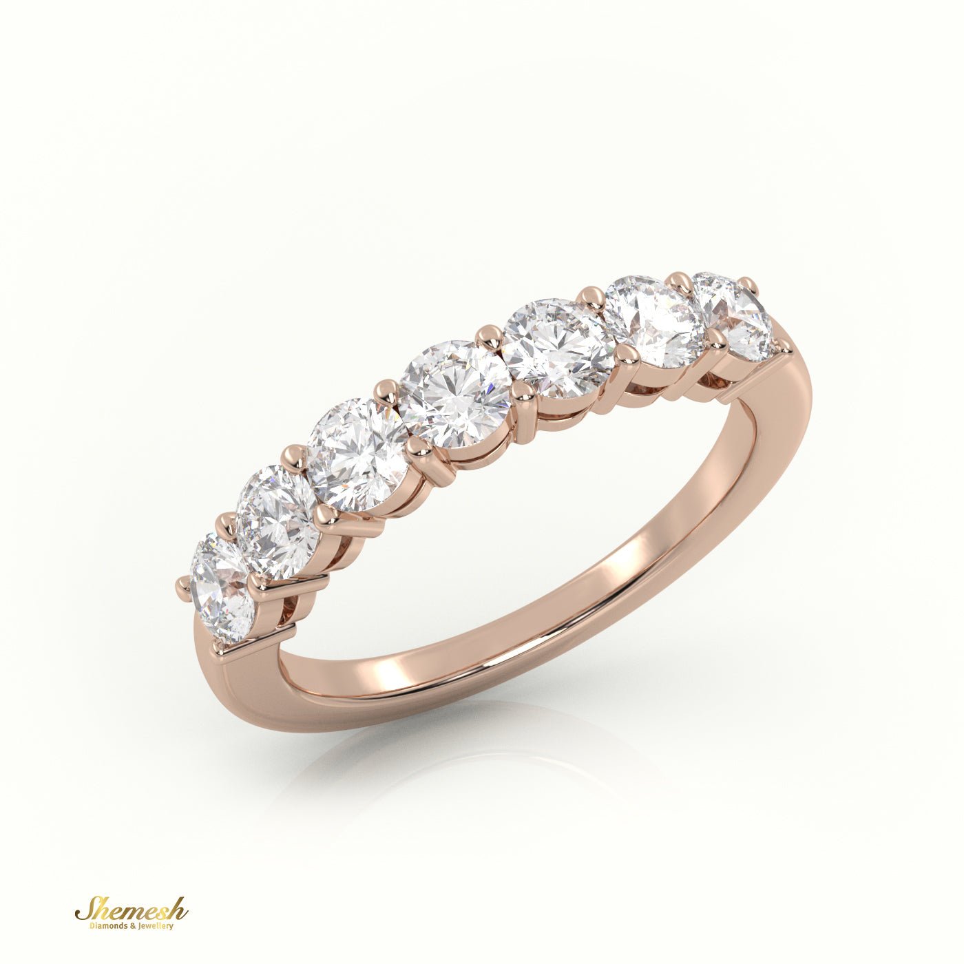 18K Gold Round Diamond Half Eternity Wedding Ring - shemesh_diamonds