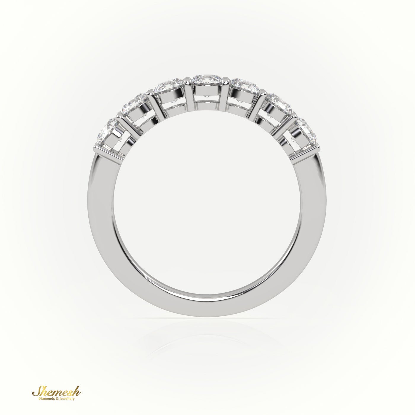 18K Gold Round Diamond Half Eternity Wedding Ring - shemesh_diamonds