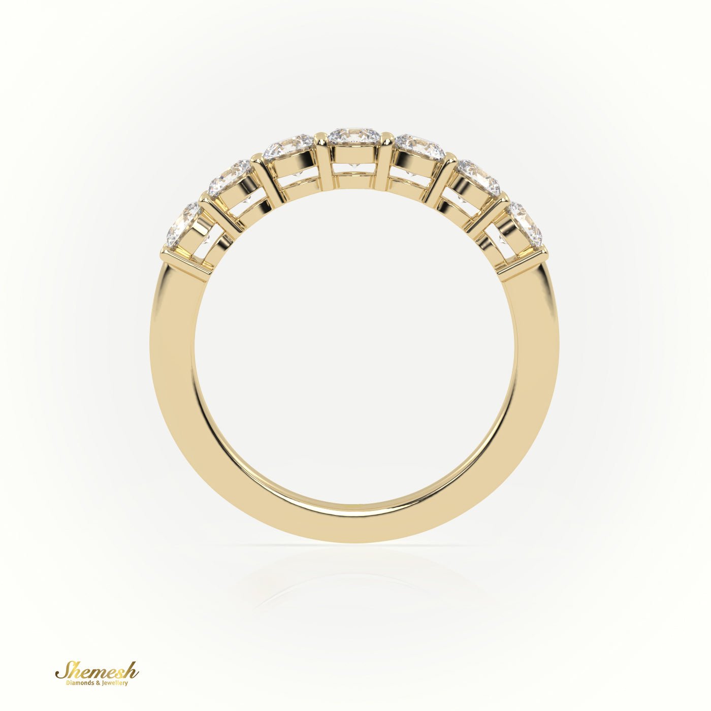 18K Gold Round Diamond Half Eternity Wedding Ring - shemesh_diamonds