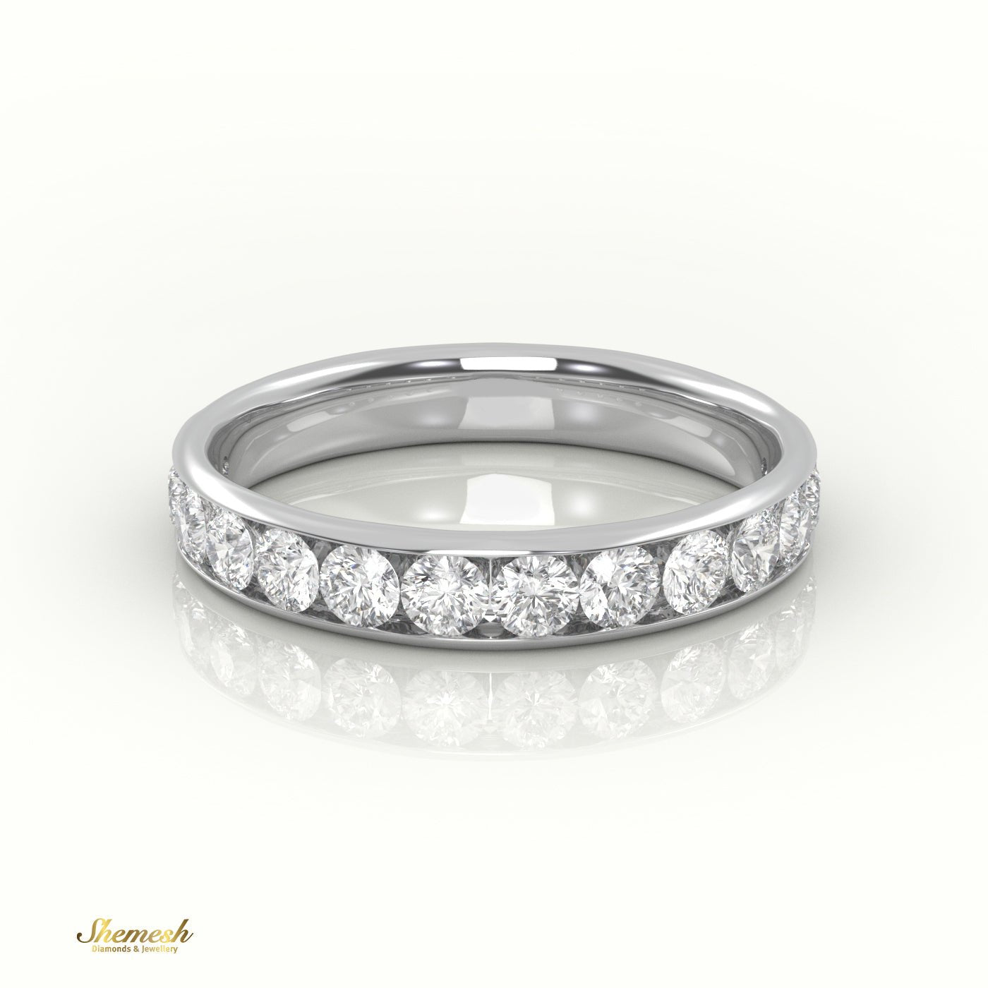 18K Gold Round Diamond Half Eternity Channel Setting Wedding Band - shemesh_diamonds