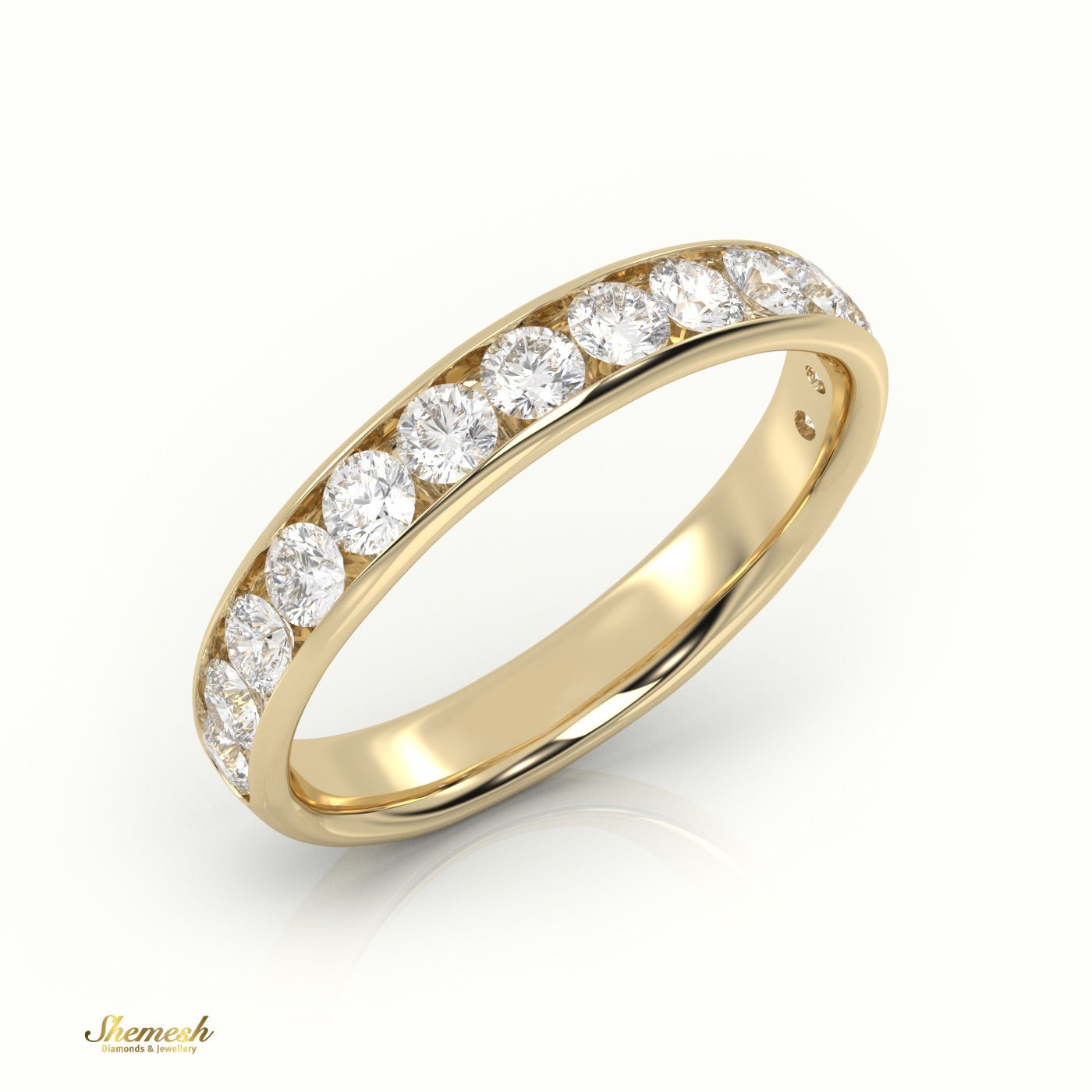 18K Gold Round Diamond Half Eternity Channel Setting Wedding Band - shemesh_diamonds