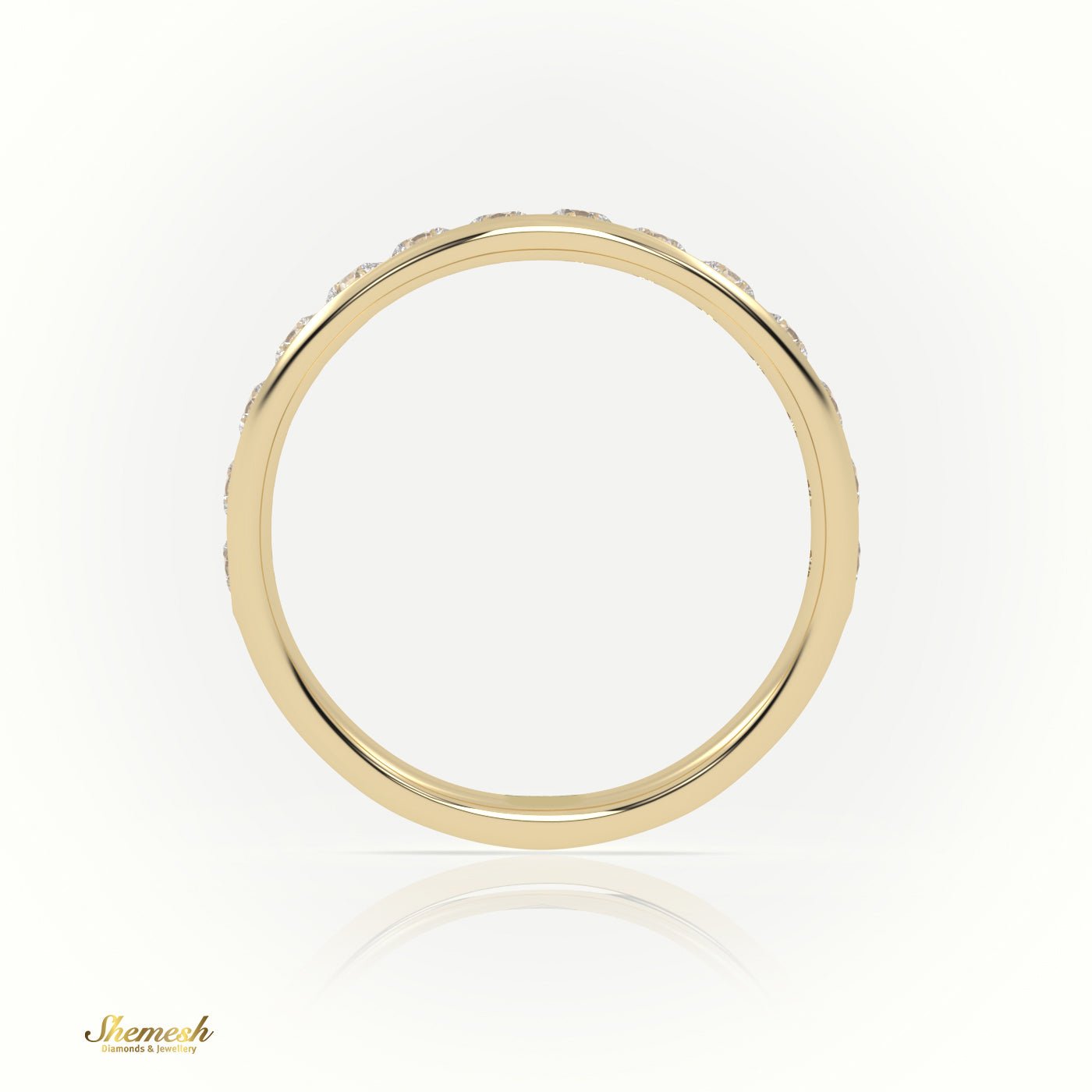 18K Gold Round Diamond Half Eternity Channel Setting Wedding Band - shemesh_diamonds