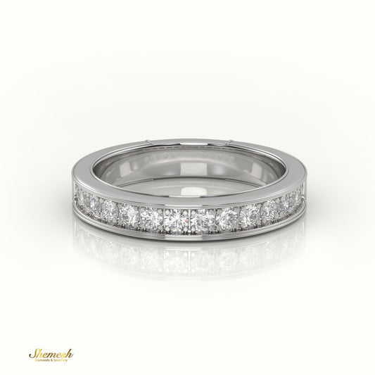 18k Gold Half Eternity Bright - Cut & Bead Setting Setting Weddding Band - shemesh_diamonds