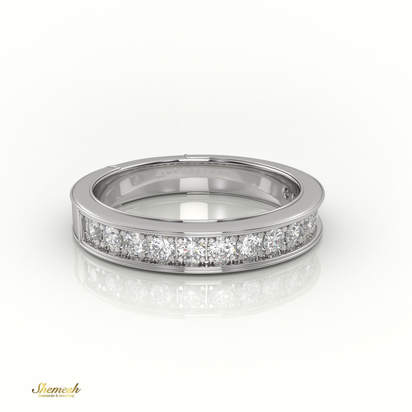 18k Gold Half Eternity Bright - Cut & Bead Setting Setting Weddding Band - shemesh_diamonds