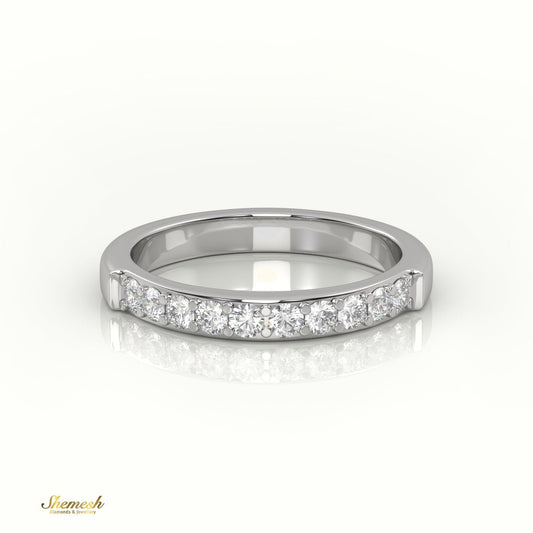 18K Gold Half Eternity Surface Prong Setting Wedding Band - shemesh_diamonds