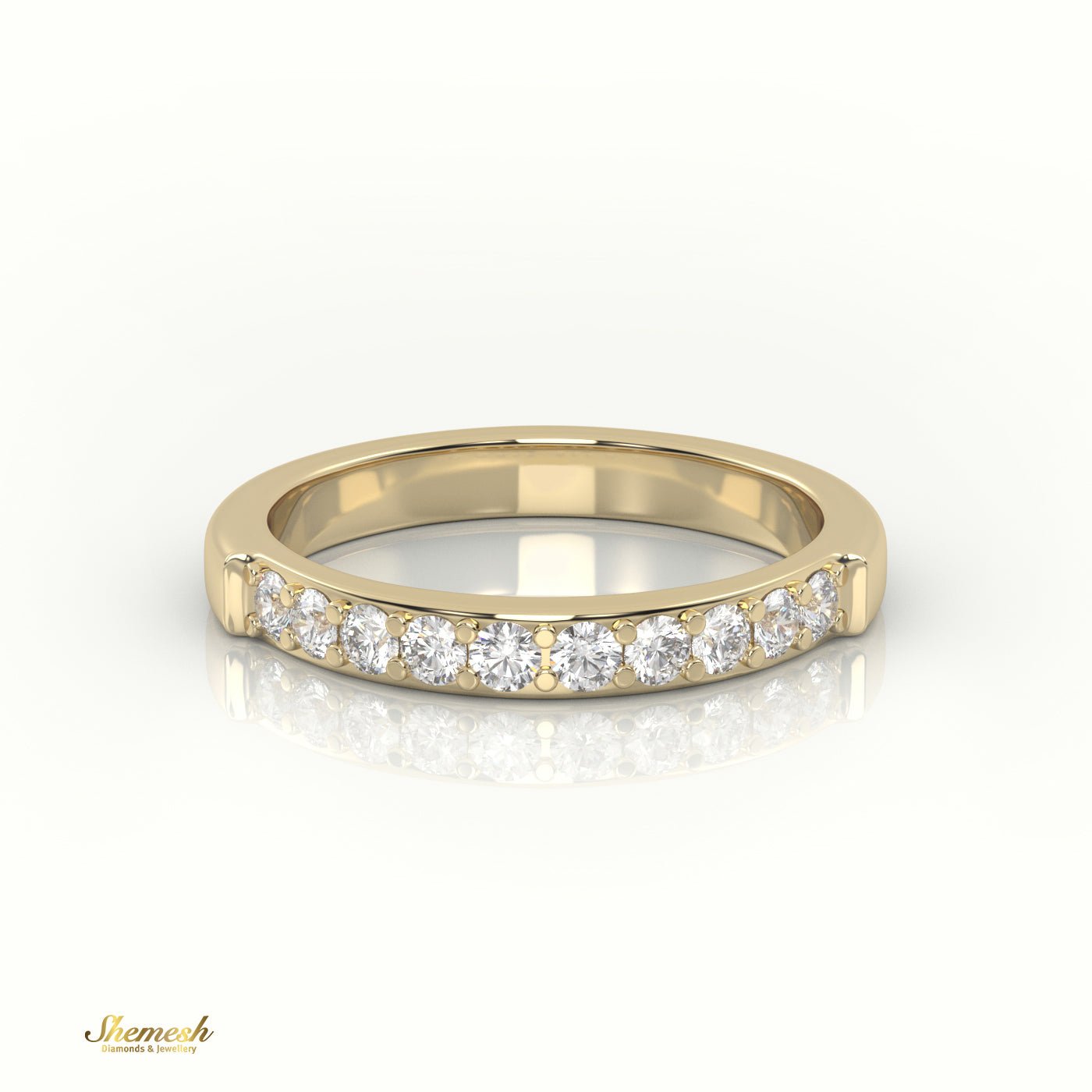 18K Gold Half Eternity Surface Prong Setting Wedding Band - shemesh_diamonds