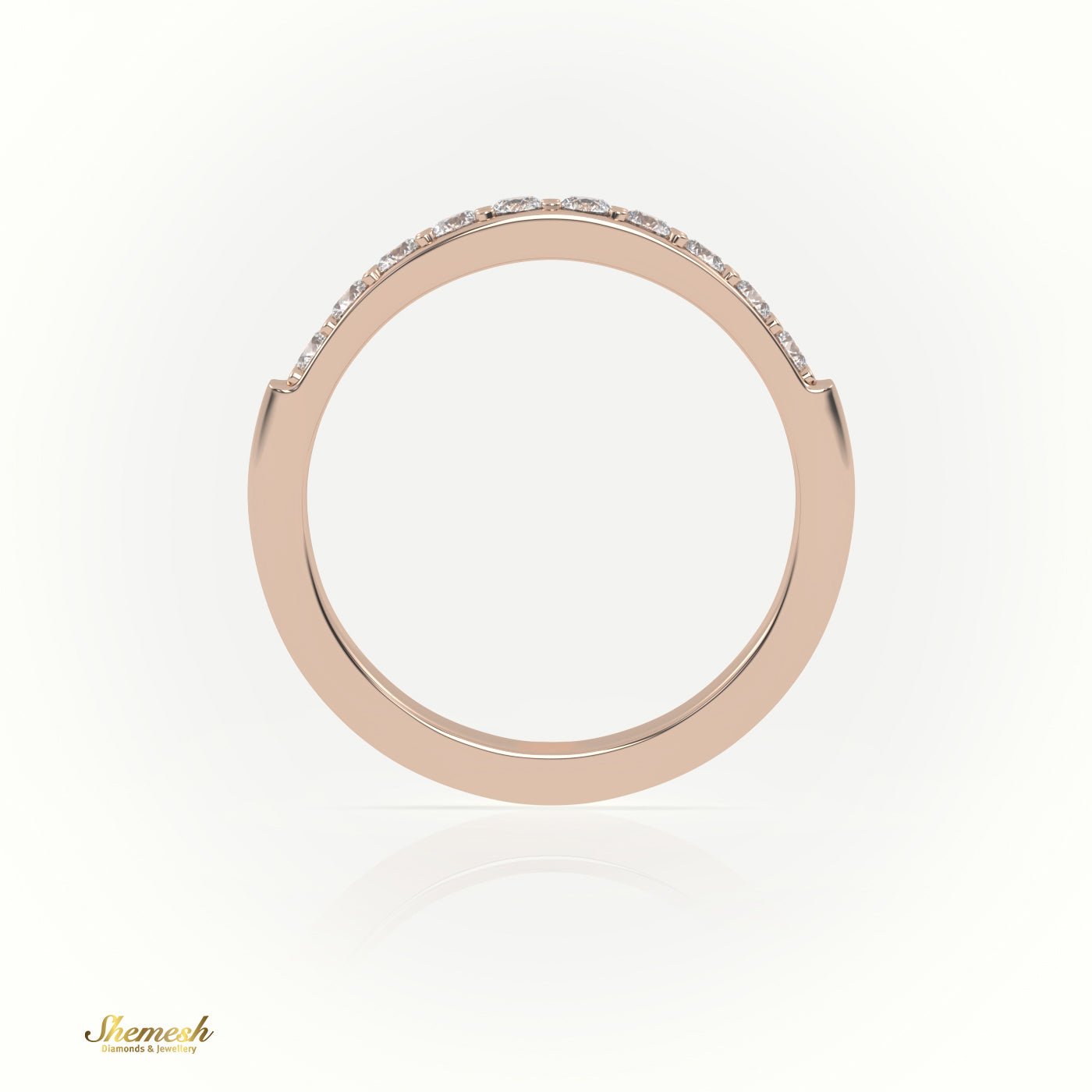 18K Gold Half Eternity Surface Prong Setting Wedding Band - shemesh_diamonds