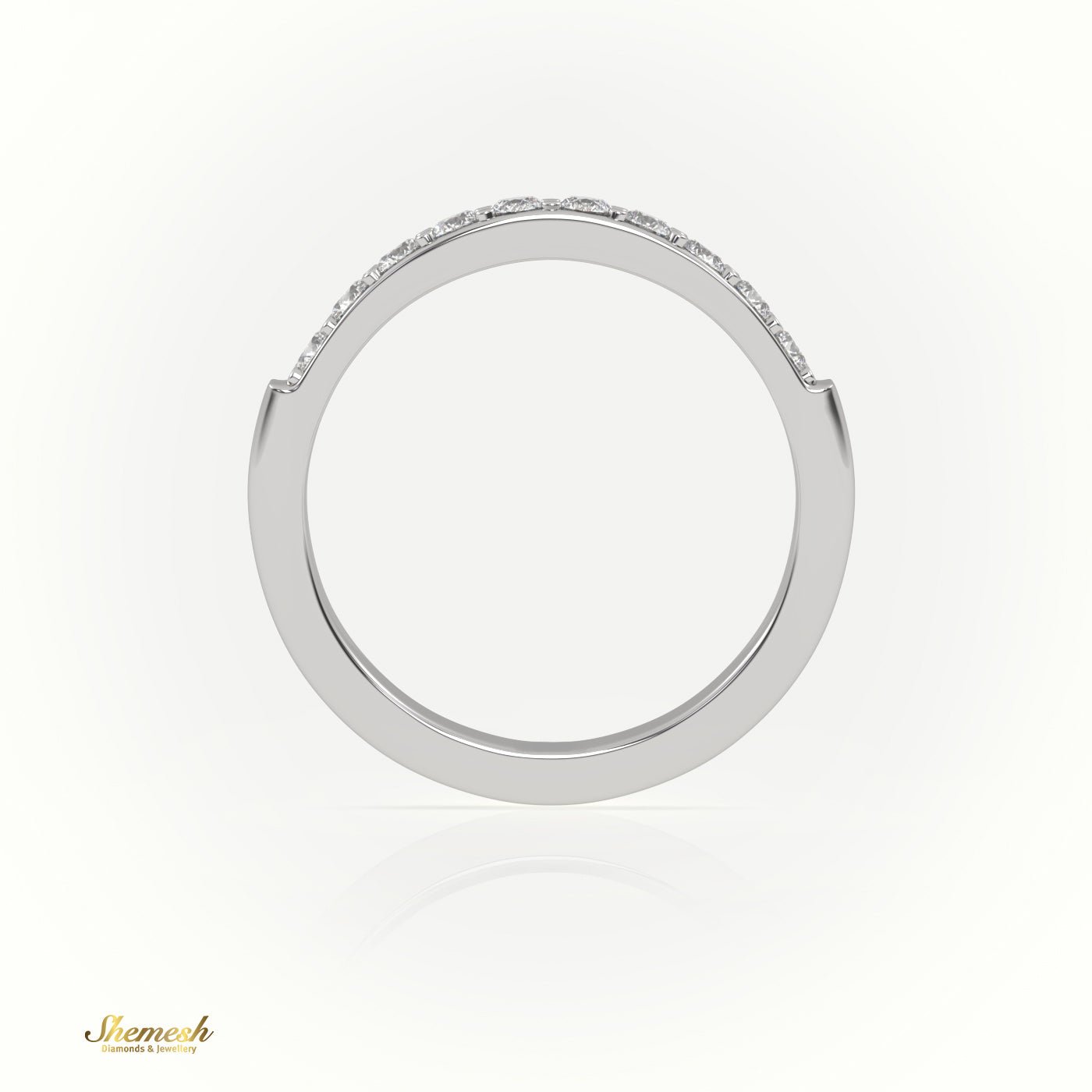 18K Gold Half Eternity Surface Prong Setting Wedding Band - shemesh_diamonds