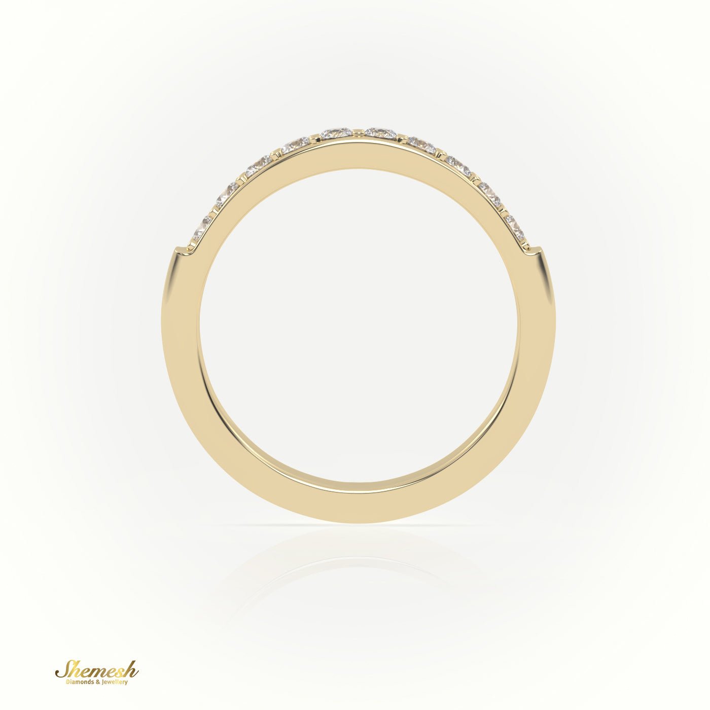 18K Gold Half Eternity Surface Prong Setting Wedding Band - shemesh_diamonds