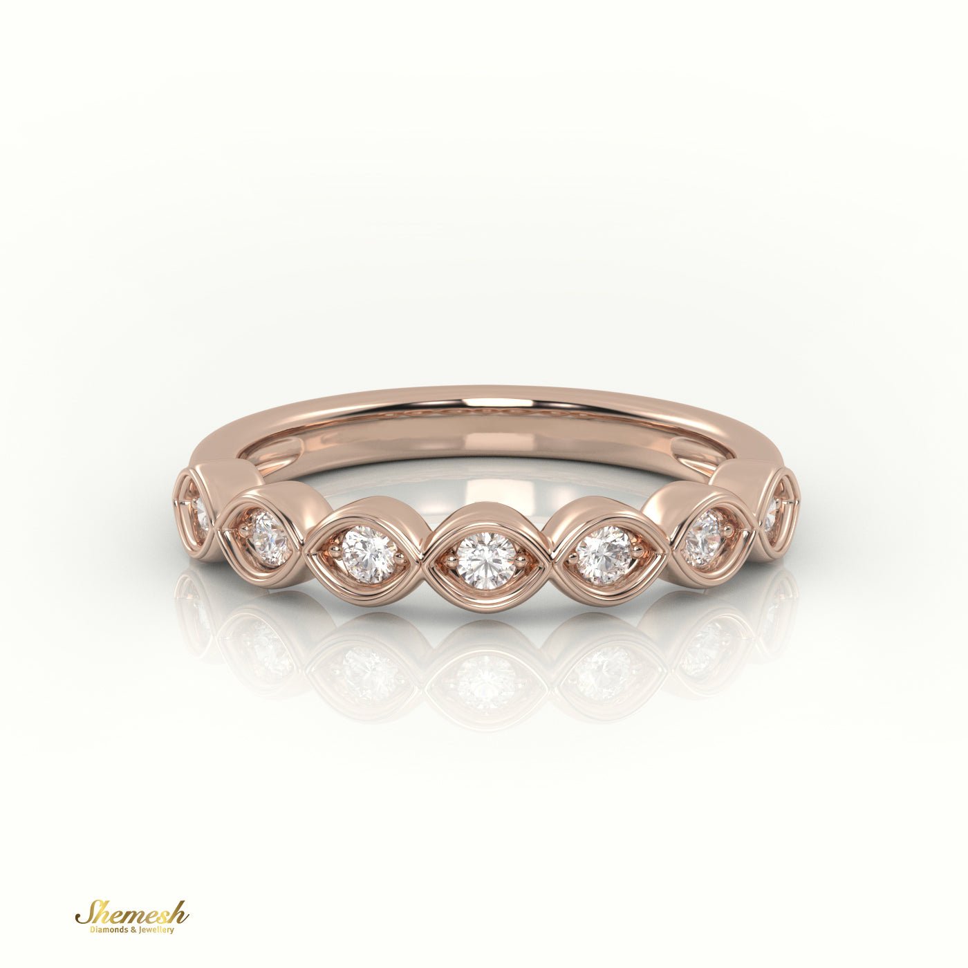 18K Gold Infinity Style Half Eternity Wedding Band - shemesh_diamonds