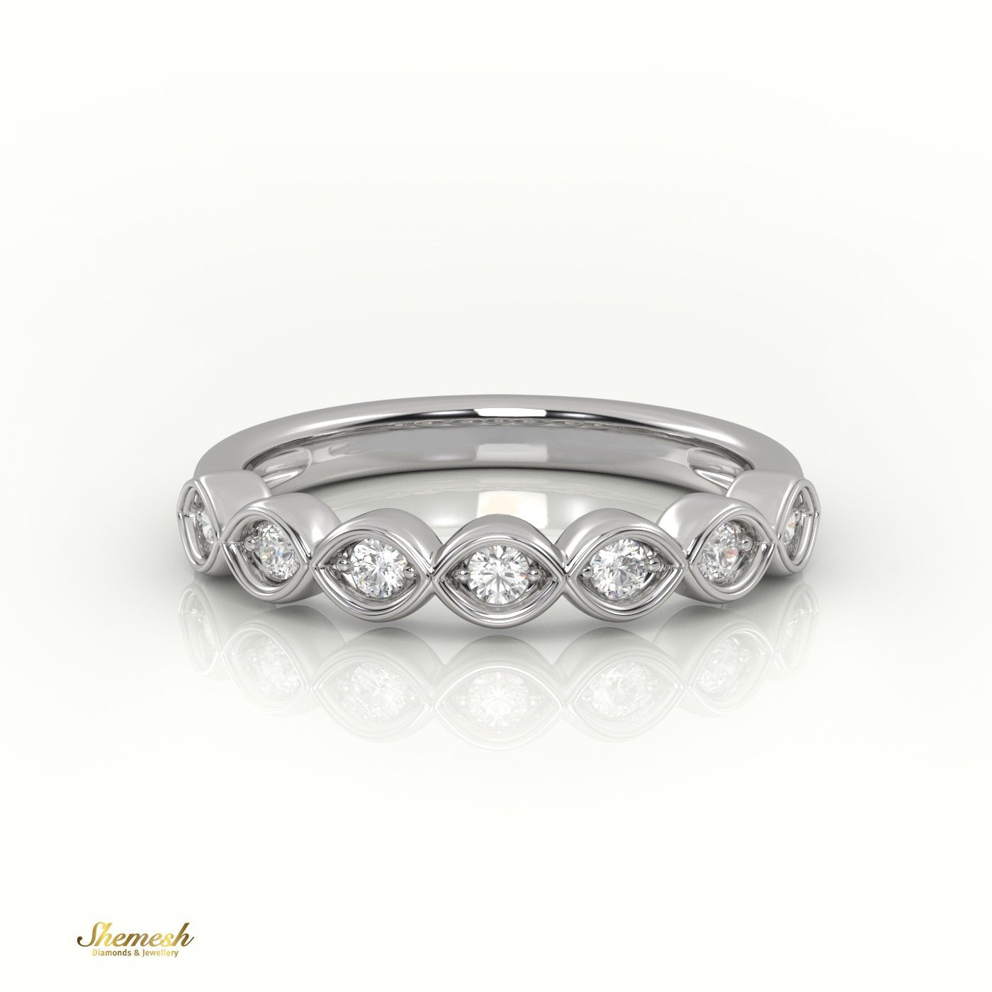 18K Gold Infinity Style Half Eternity Wedding Band - shemesh_diamonds