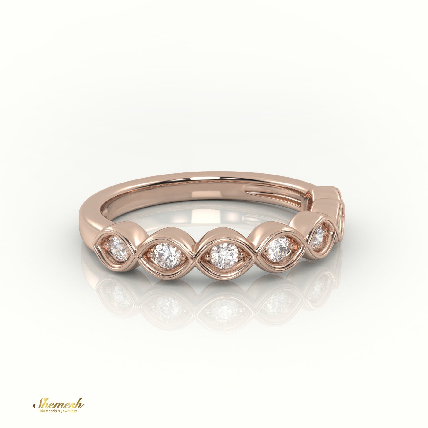 18K Gold Infinity Style Half Eternity Wedding Band - shemesh_diamonds