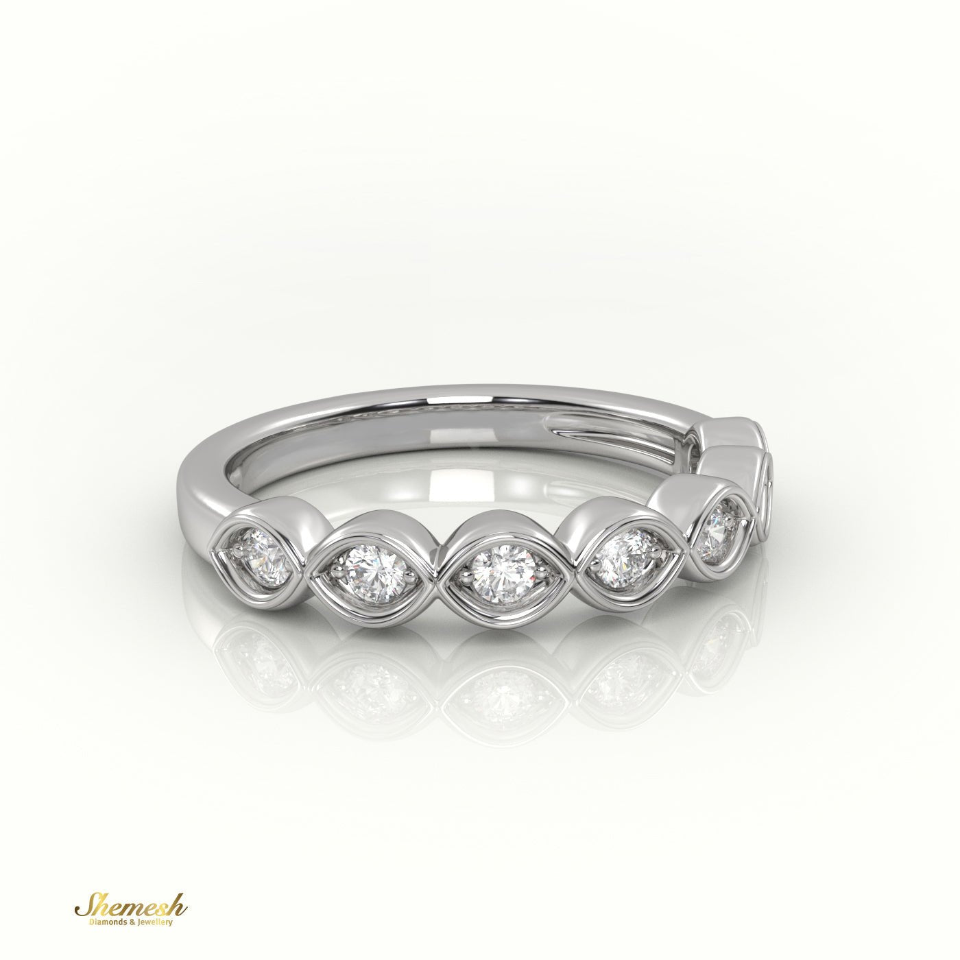 18K Gold Infinity Style Half Eternity Wedding Band - shemesh_diamonds