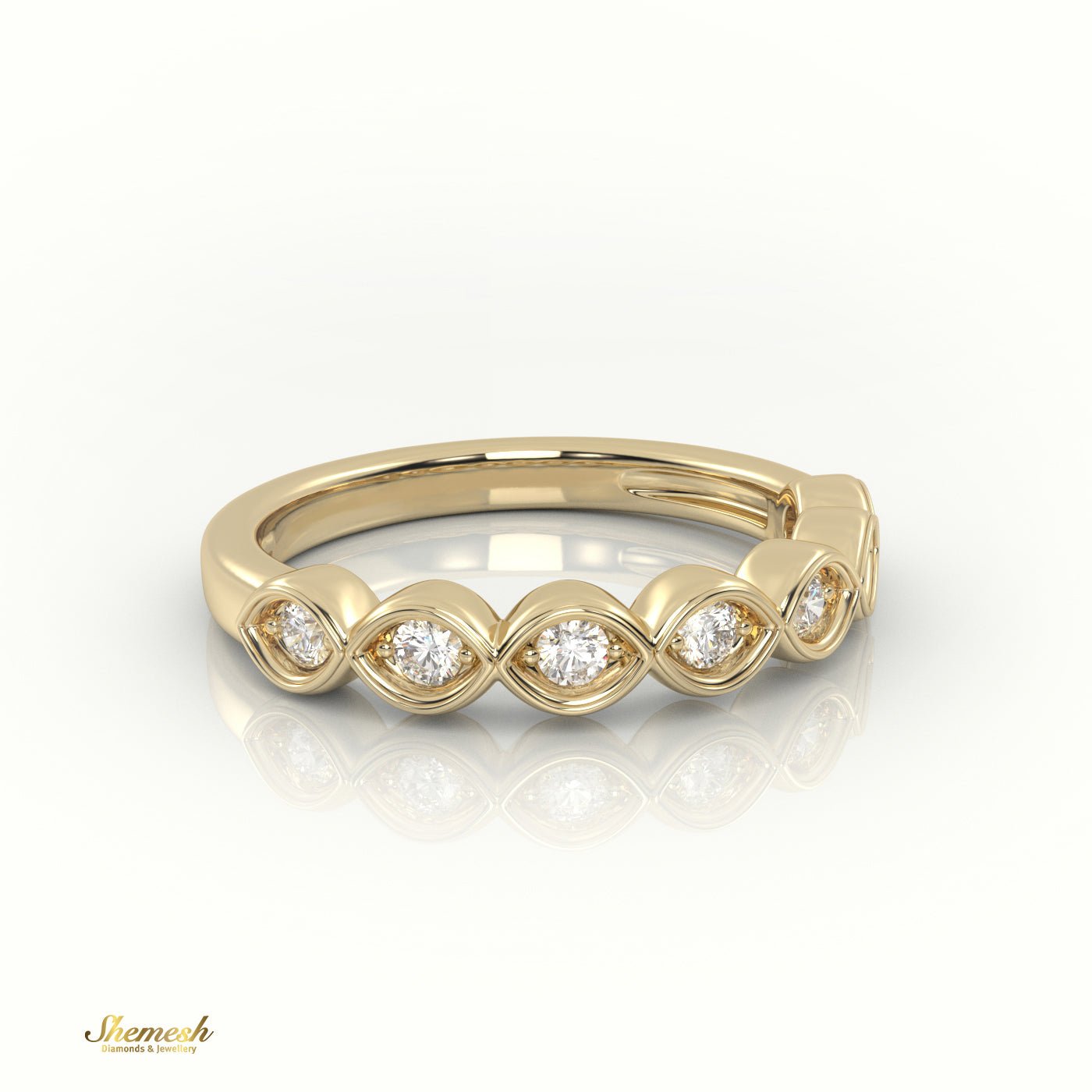 18K Gold Infinity Style Half Eternity Wedding Band - shemesh_diamonds