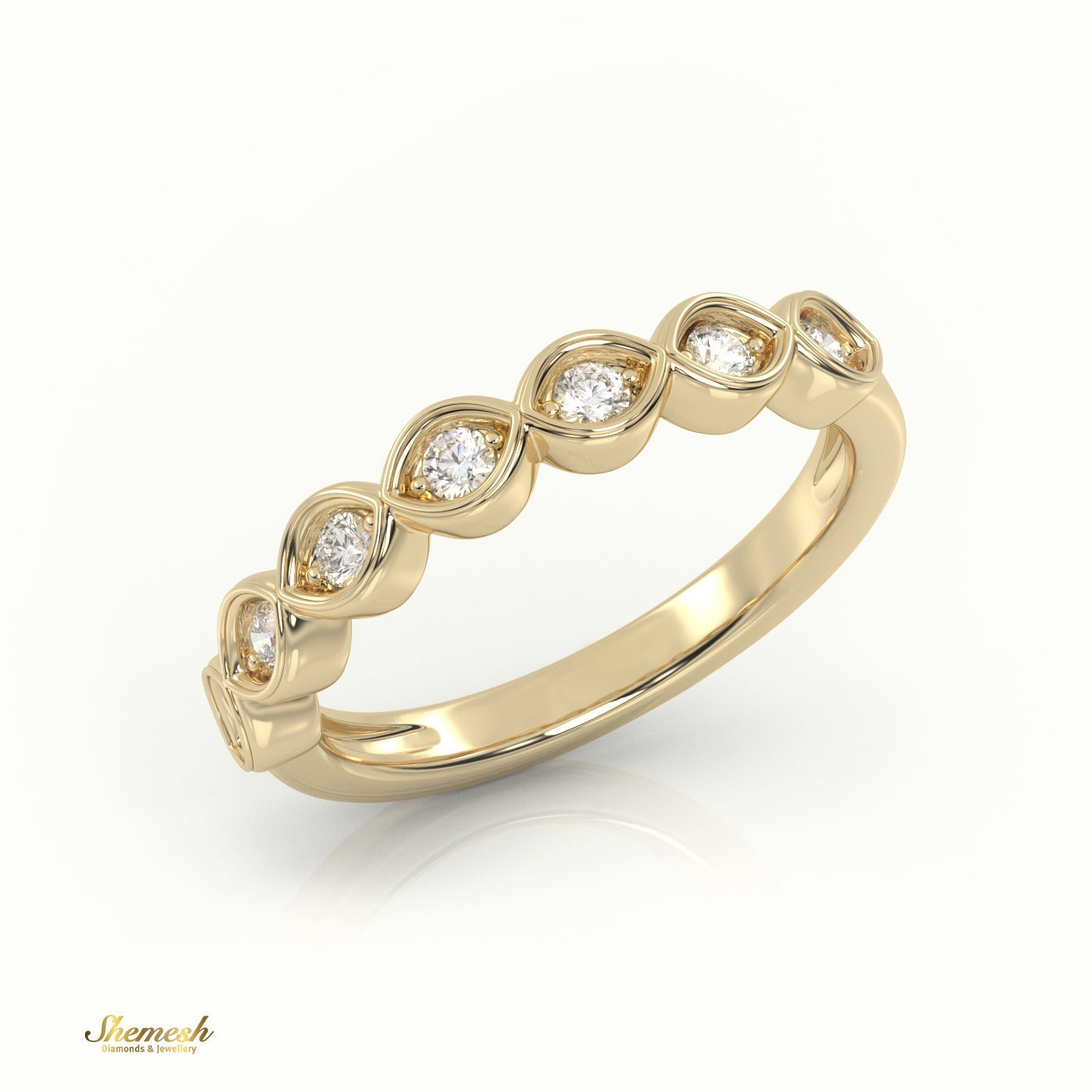 18K Gold Infinity Style Half Eternity Wedding Band - shemesh_diamonds