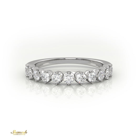 18K Gold Shared Prong Round Diamond Half Eternity Ring - shemesh_diamonds