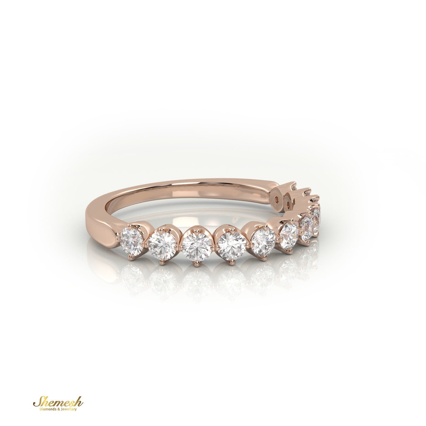 18K Gold Shared Prong Round Diamond Half Eternity Ring - shemesh_diamonds