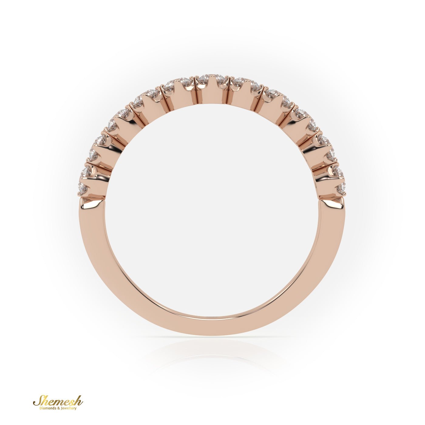 18K Gold Shared Prong Round Diamond Half Eternity Ring - shemesh_diamonds