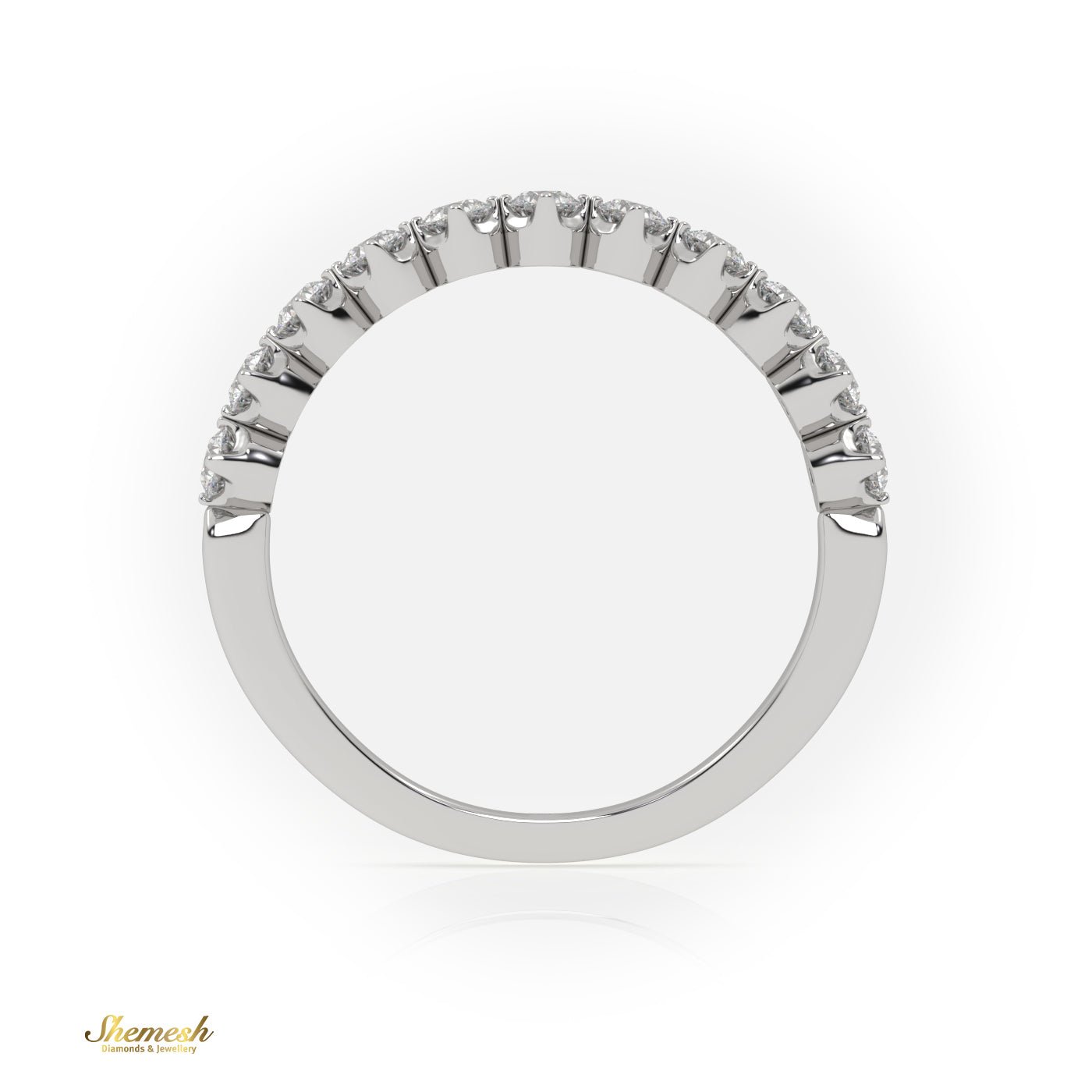 18K Gold Shared Prong Round Diamond Half Eternity Ring - shemesh_diamonds