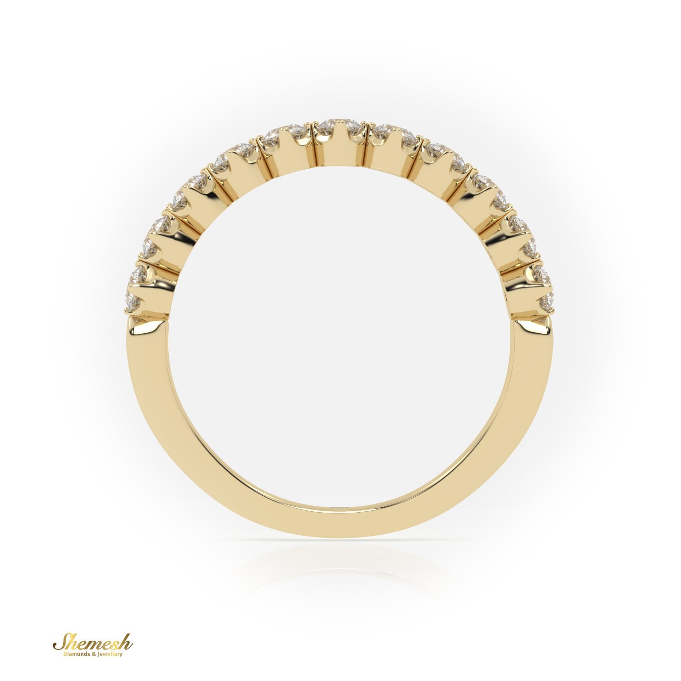 18K Gold Shared Prong Round Diamond Half Eternity Ring - shemesh_diamonds