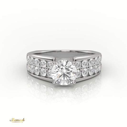 18K Gold 4 Prong Round Diamond Solitaire Engagement Ring with Pave Set Stone - shemesh_diamonds