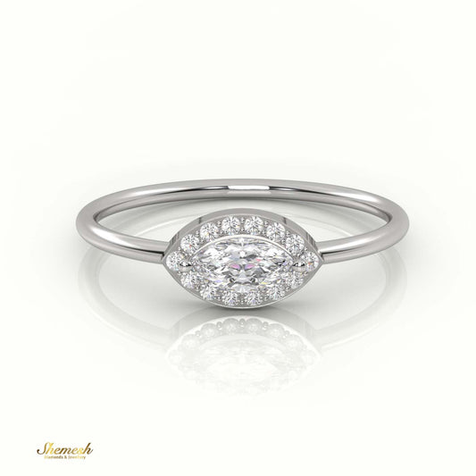 18K Gold Marquise Cut Diamond Engagement Ring with 2 - Prong Halo - shemesh_diamonds