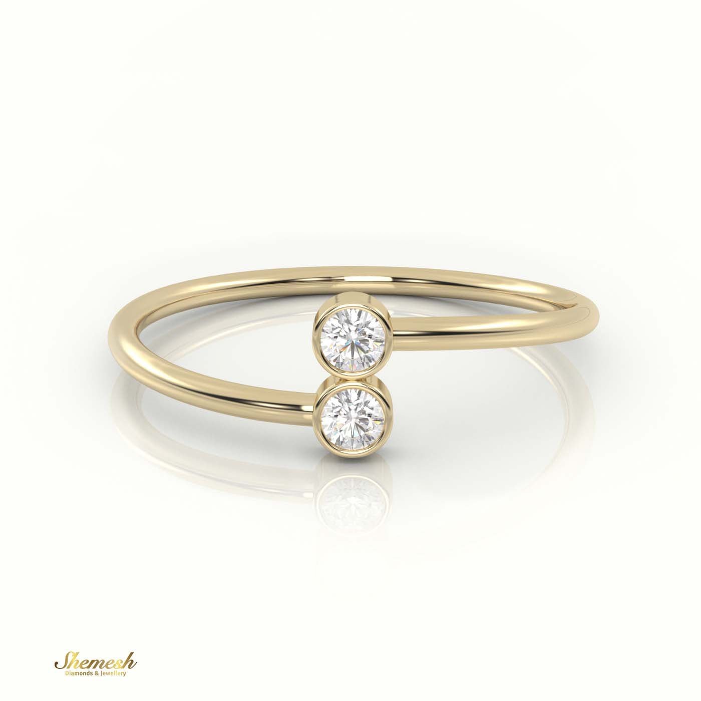 18K Gold Round Cut Dual Diamond Designer Ring - shemesh_diamonds