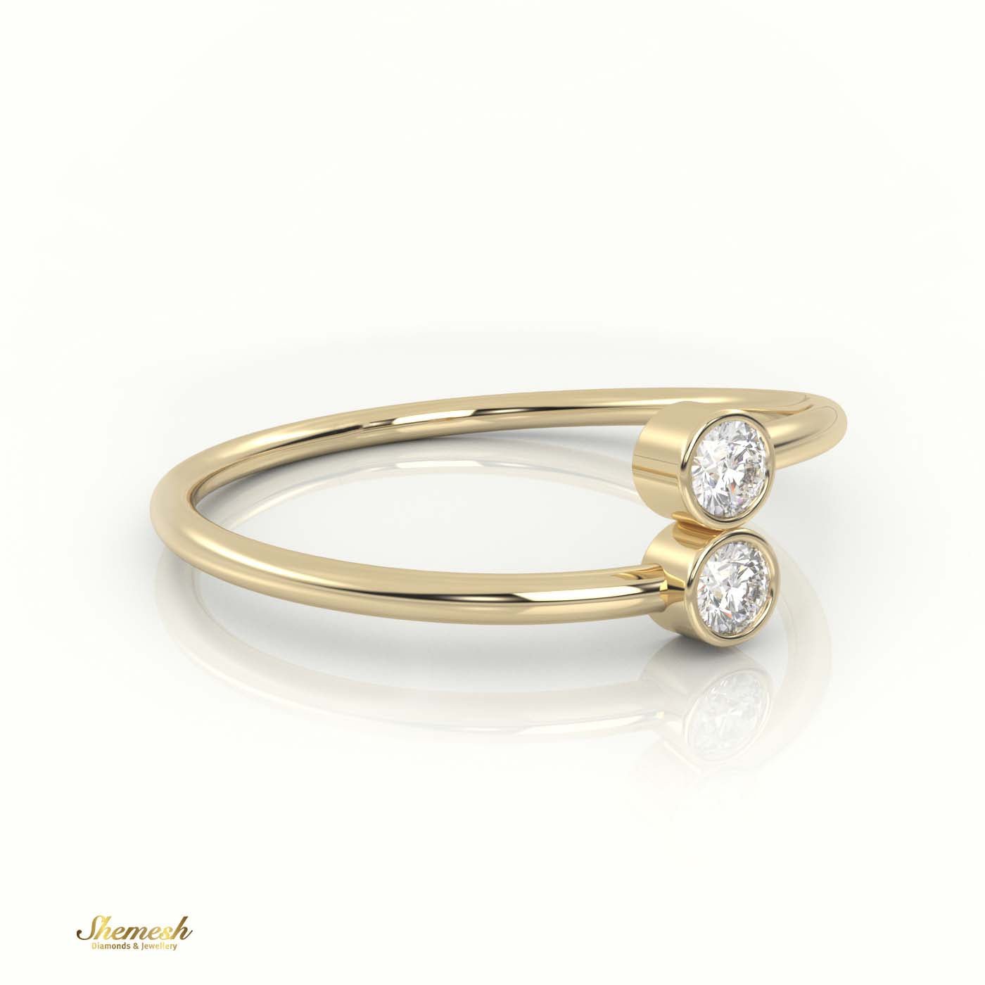 18K Gold Round Cut Dual Diamond Designer Ring - shemesh_diamonds