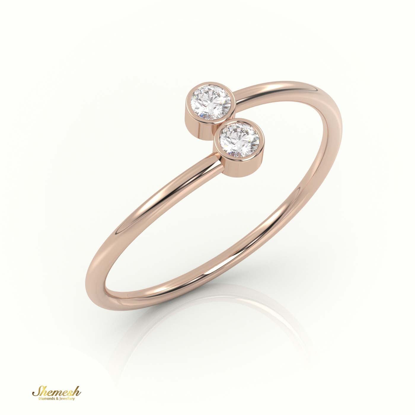 18K Gold Round Cut Dual Diamond Designer Ring - shemesh_diamonds