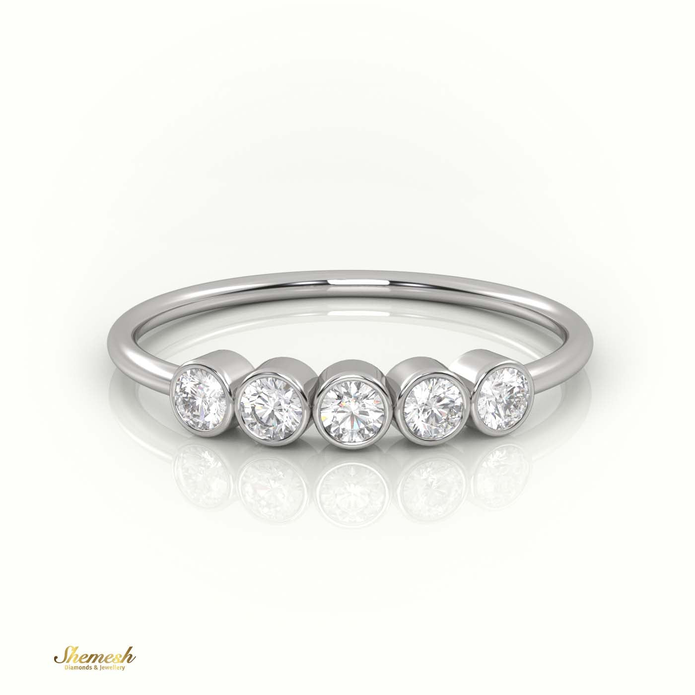 18K Gold Round Cut Diamond Bezel Setting Ring - shemesh_diamonds