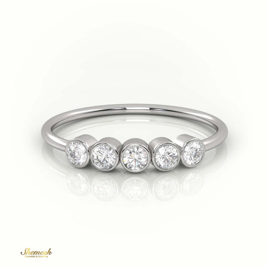 18K Gold Round Cut Diamond Bezel Setting Ring - shemesh_diamonds