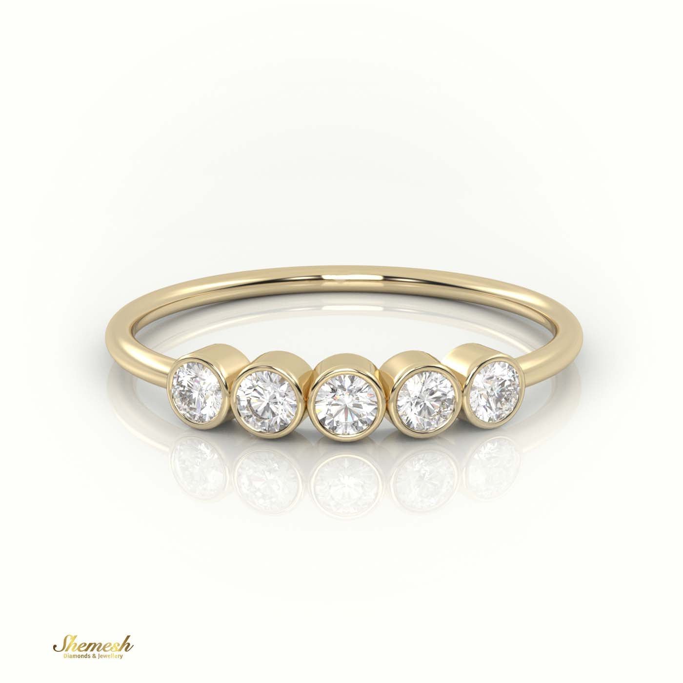 18K Gold Round Cut Diamond Bezel Setting Ring - shemesh_diamonds