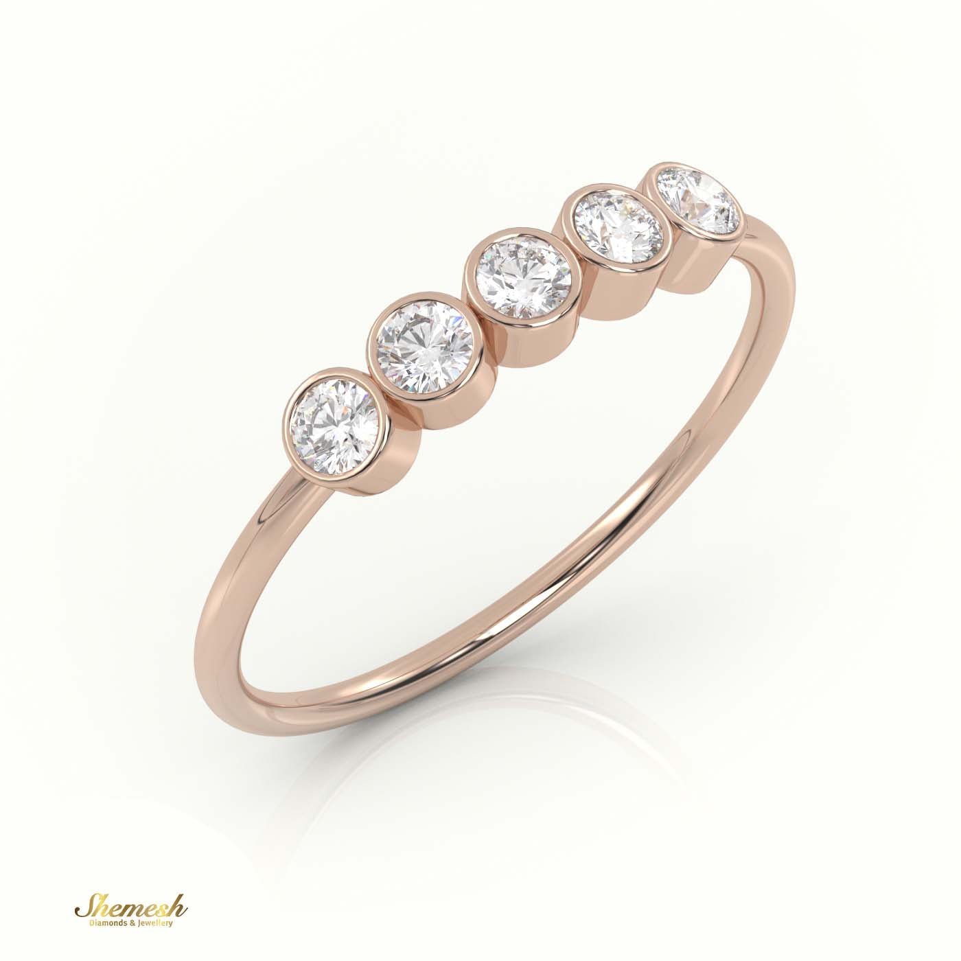 18K Gold Round Cut Diamond Bezel Setting Ring - shemesh_diamonds