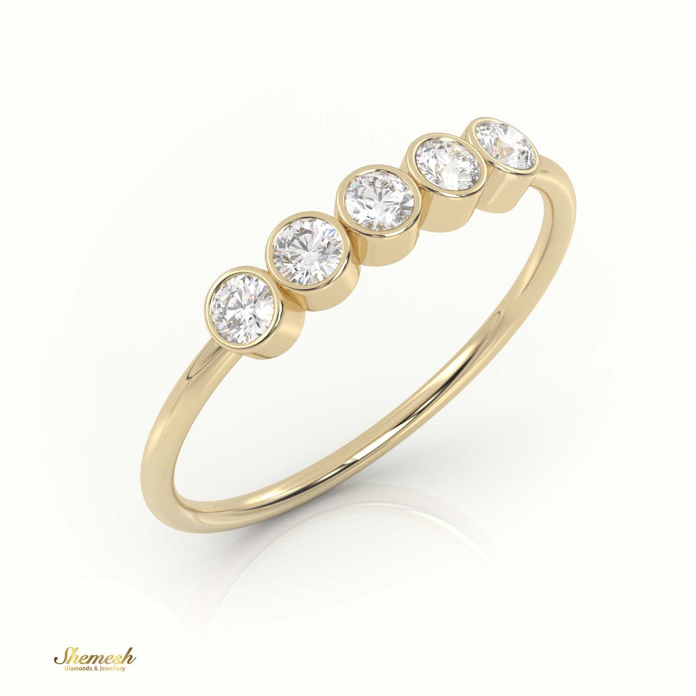 18K Gold Round Cut Diamond Bezel Setting Ring - shemesh_diamonds