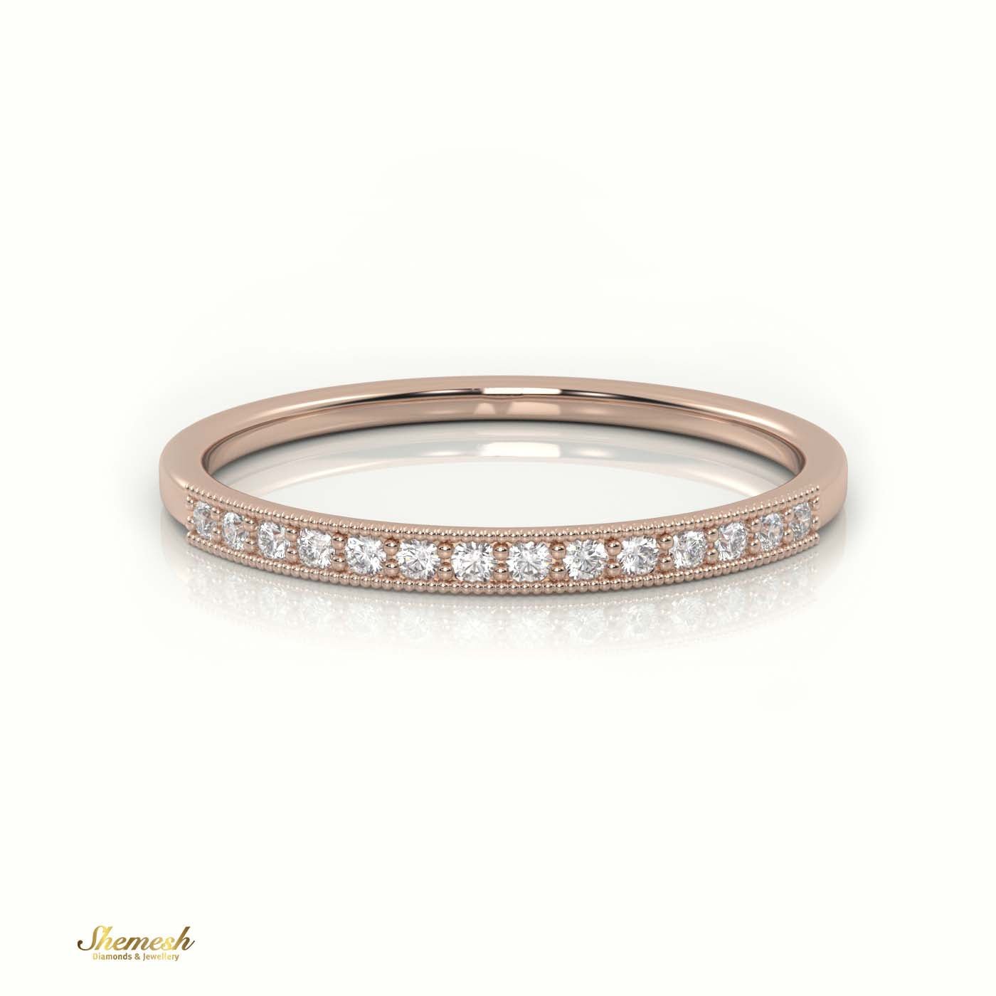 18K Gold Round Cut Diamond Channel & Milgrain Setting Ring - shemesh_diamonds