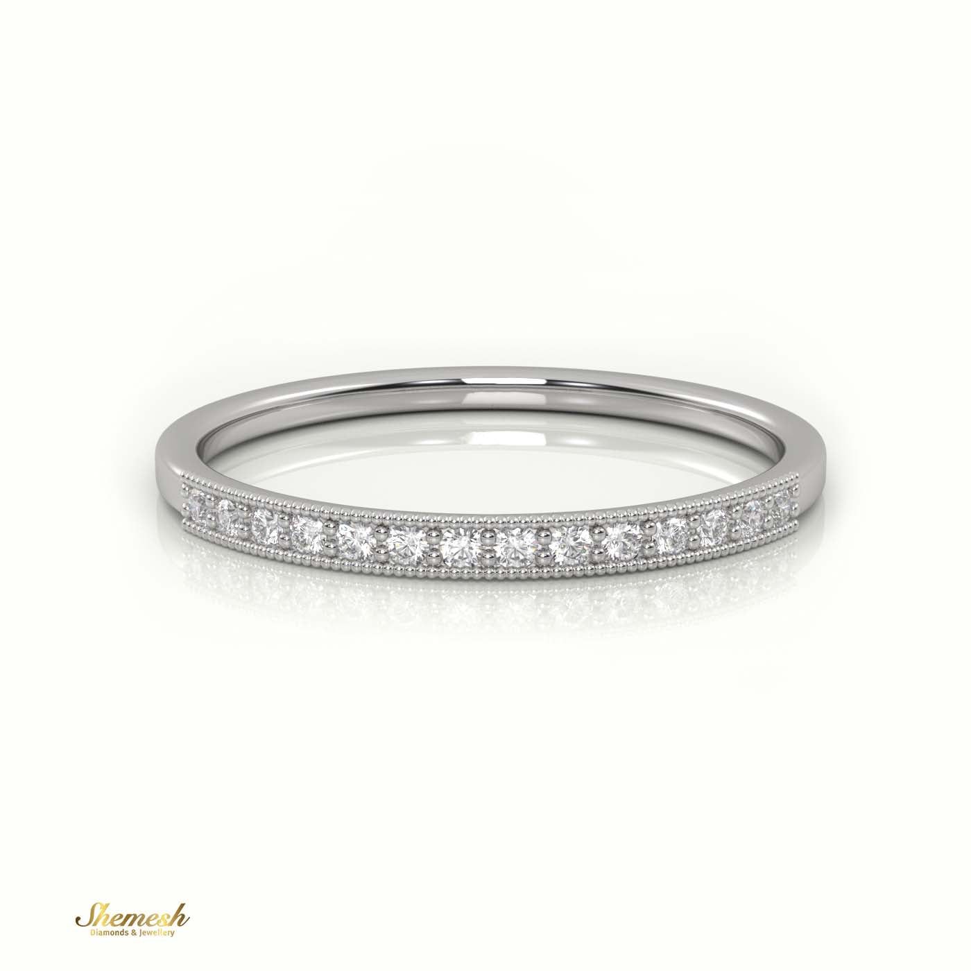 18K Gold Round Cut Diamond Channel & Milgrain Setting Ring - shemesh_diamonds