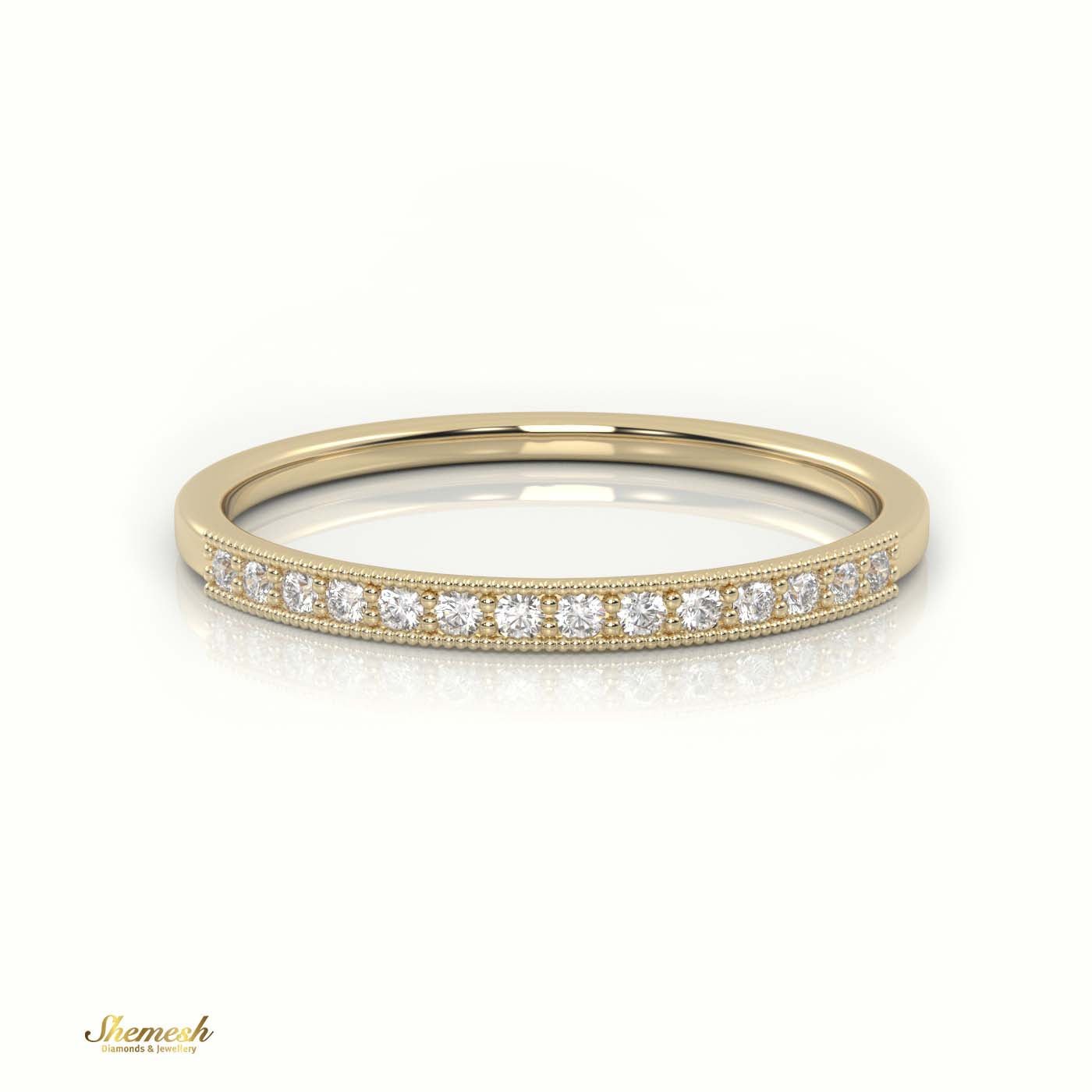 18K Gold Round Cut Diamond Channel & Milgrain Setting Ring - shemesh_diamonds