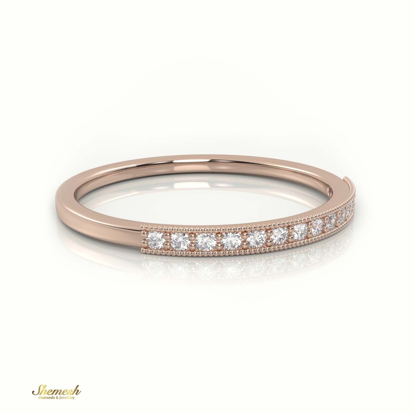 18K Gold Round Cut Diamond Channel & Milgrain Setting Ring - shemesh_diamonds