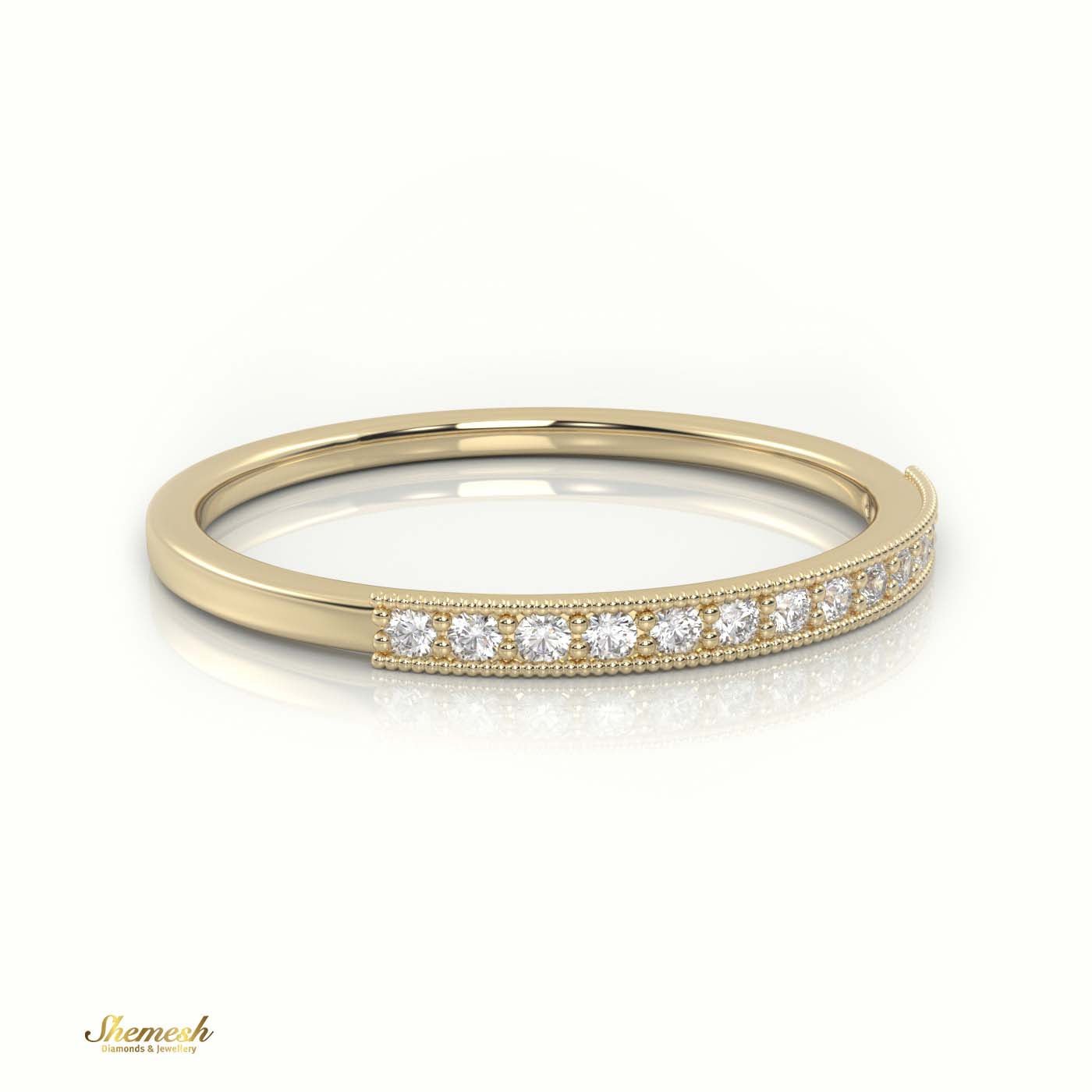 18K Gold Round Cut Diamond Channel & Milgrain Setting Ring - shemesh_diamonds