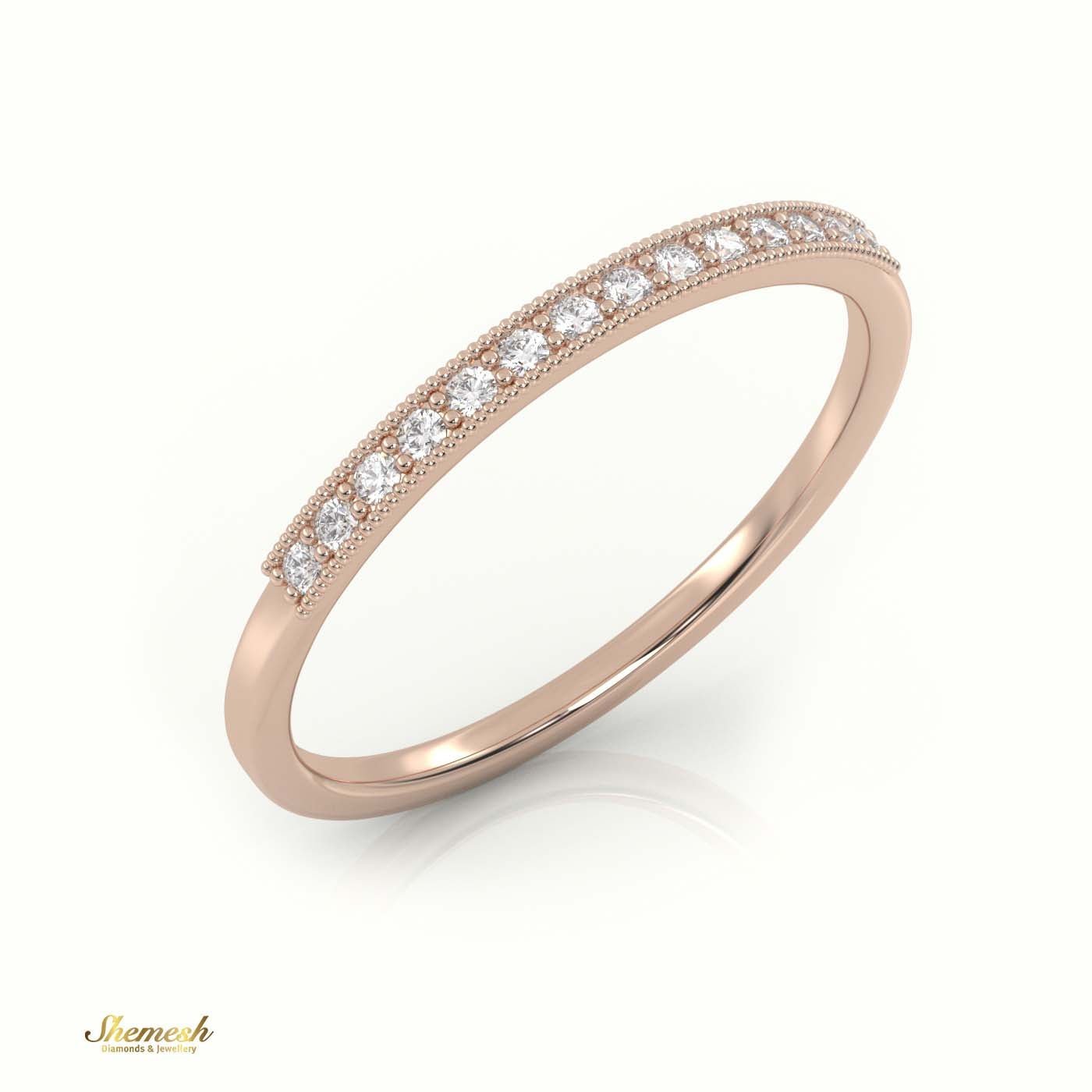 18K Gold Round Cut Diamond Channel & Milgrain Setting Ring - shemesh_diamonds