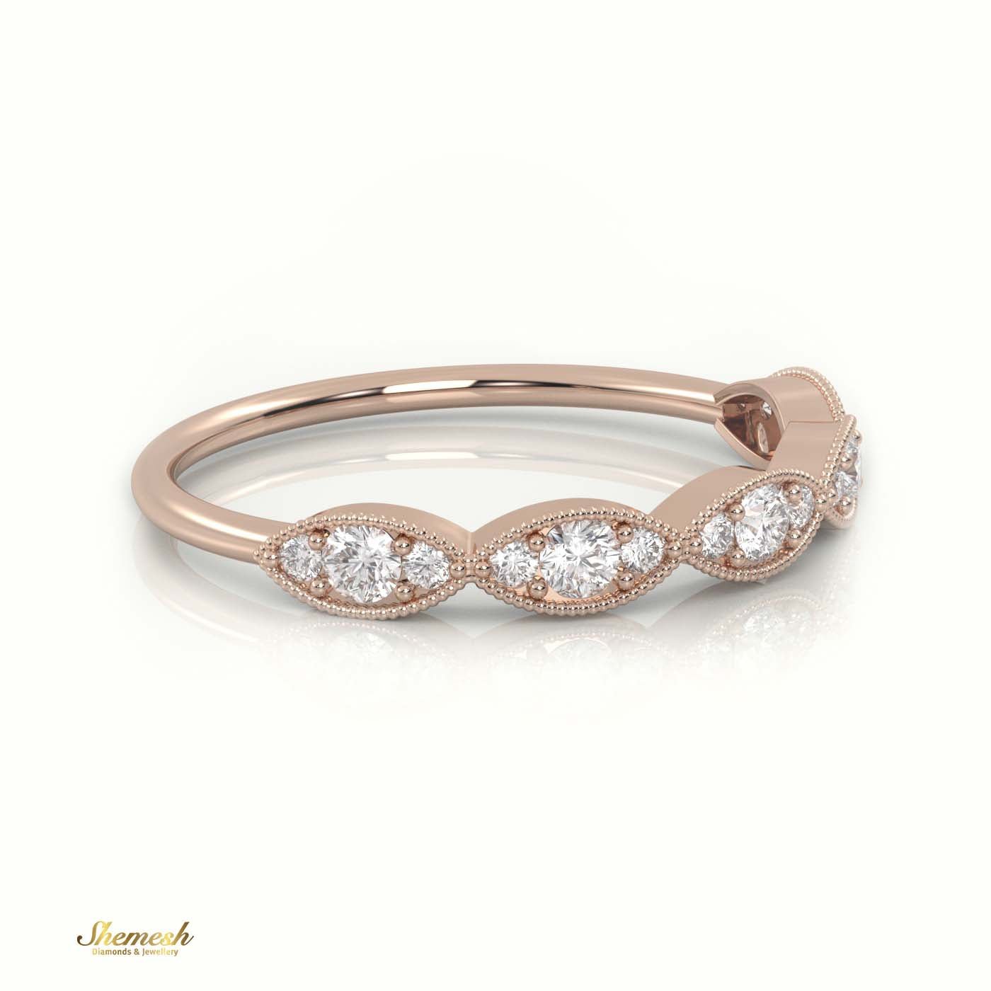 18K Gold Round Cut Diamond Infinity Design Milgrain Half Eternity Band - shemesh_diamonds