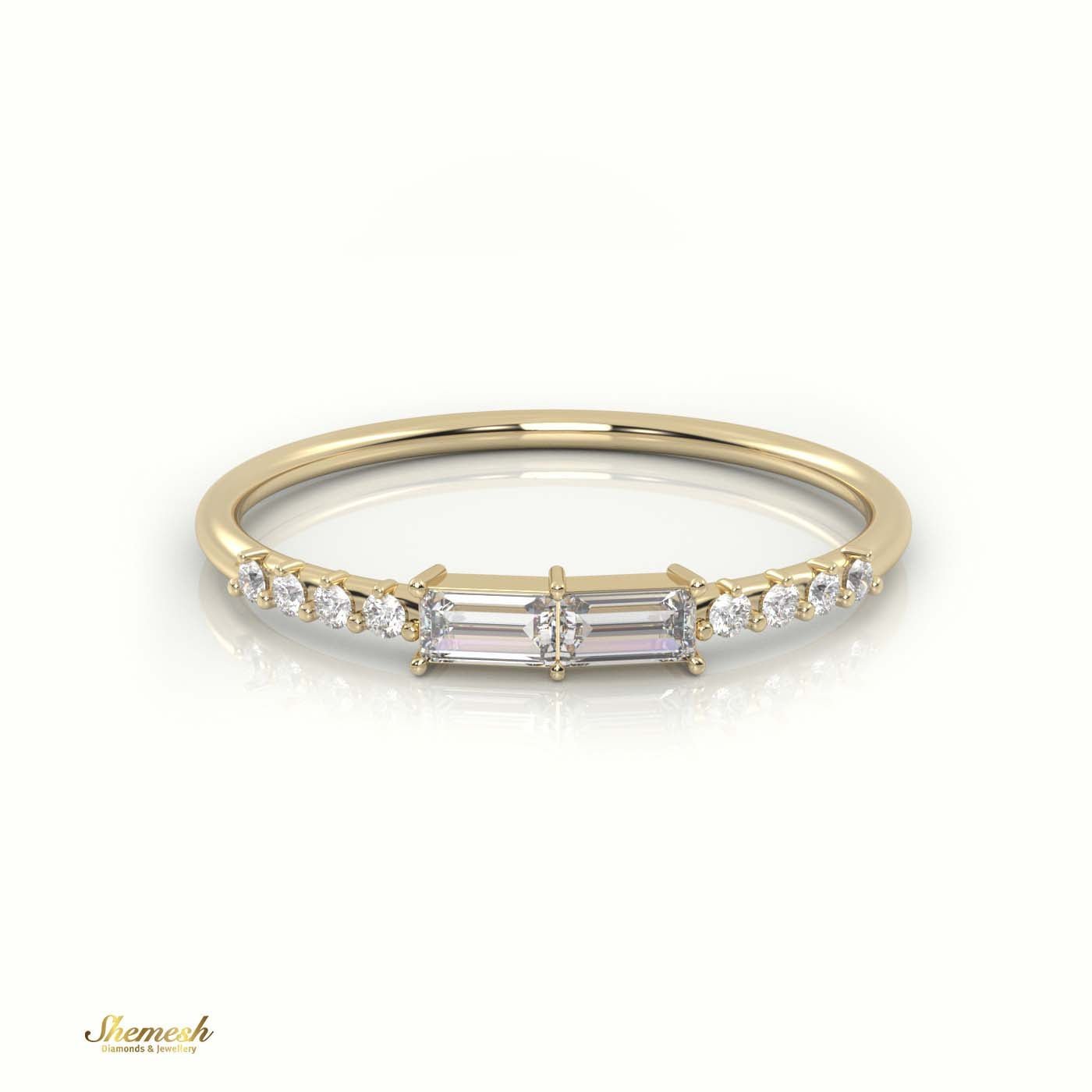 18K Gold Emerald Cut Diamond Pave Set Designer Diamond Ring - shemesh_diamonds