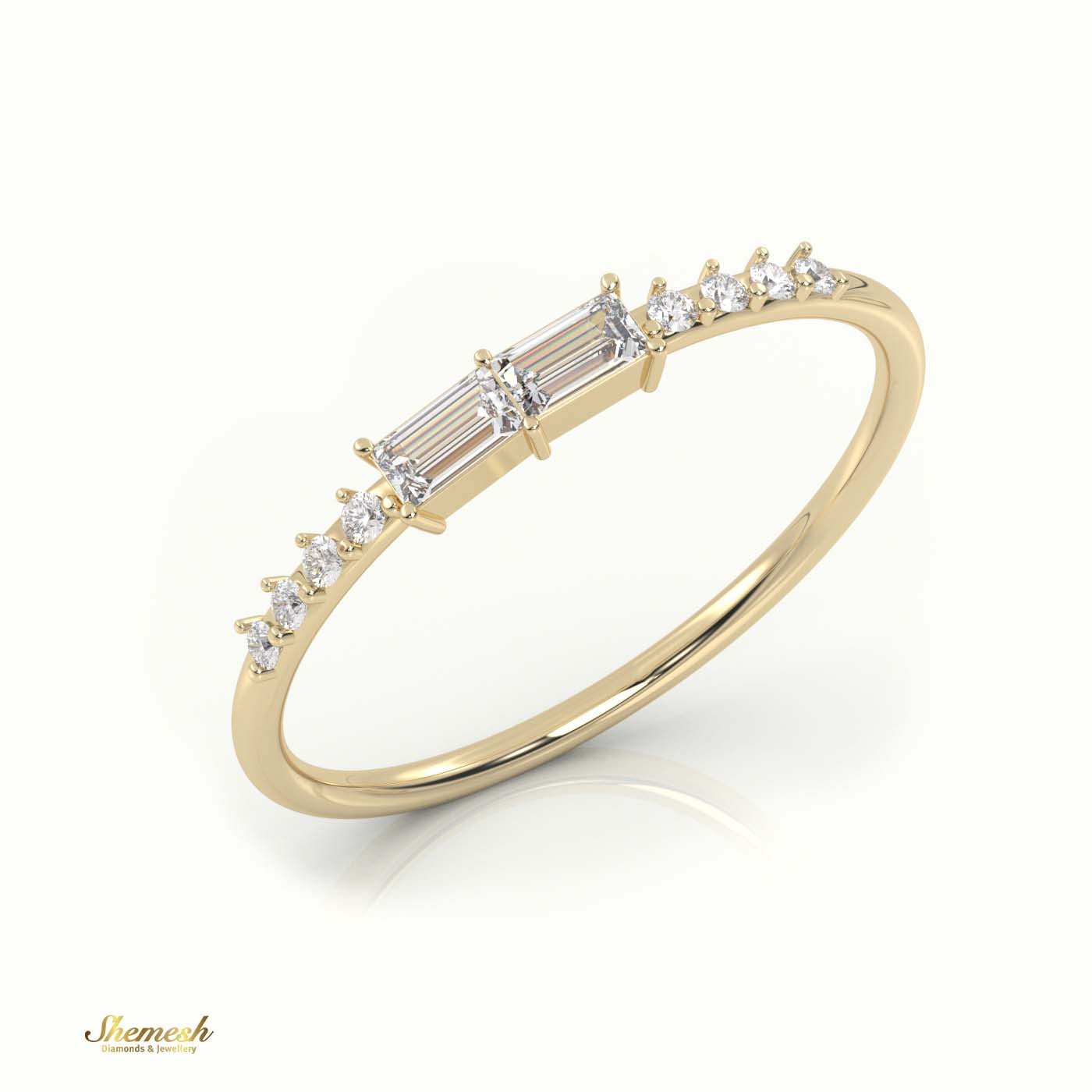 18K Gold Emerald Cut Diamond Pave Set Designer Diamond Ring - shemesh_diamonds