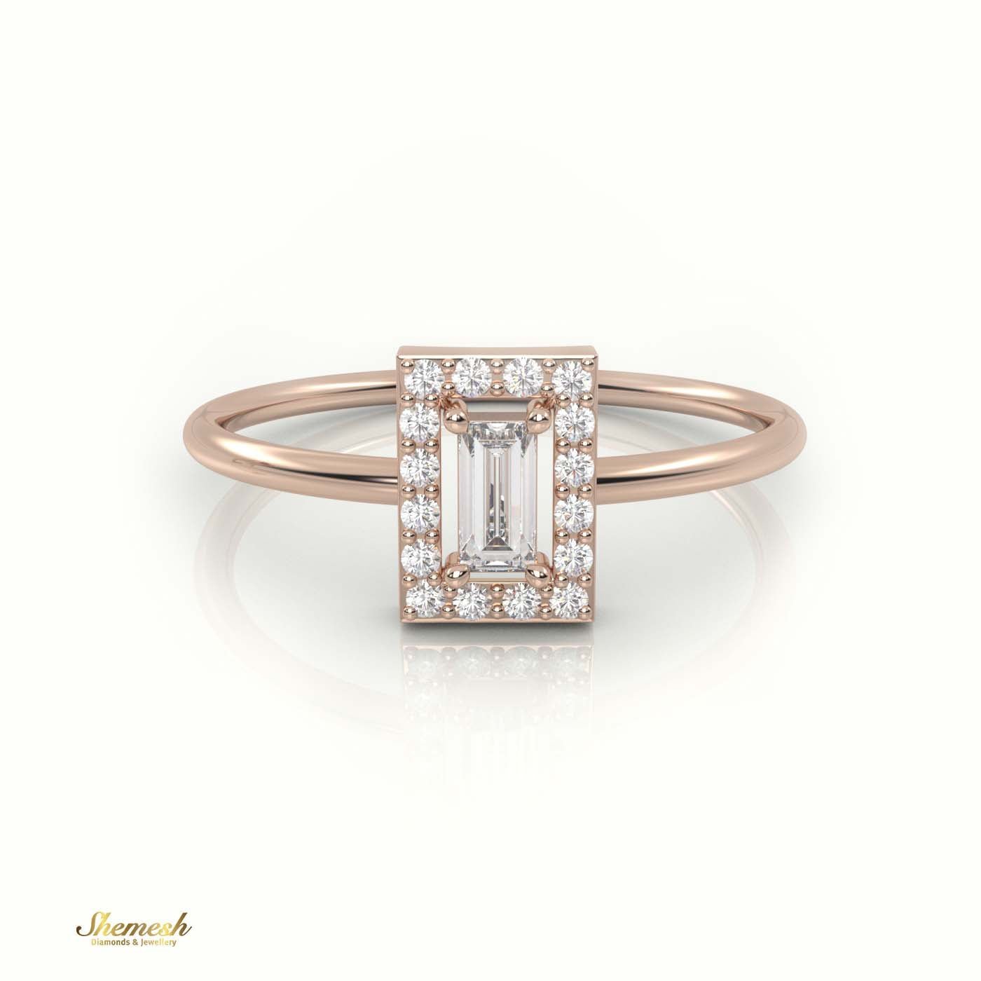 18K Gold Emerald Cut Diamond Halo Set Designer Diamond Ring - shemesh_diamonds