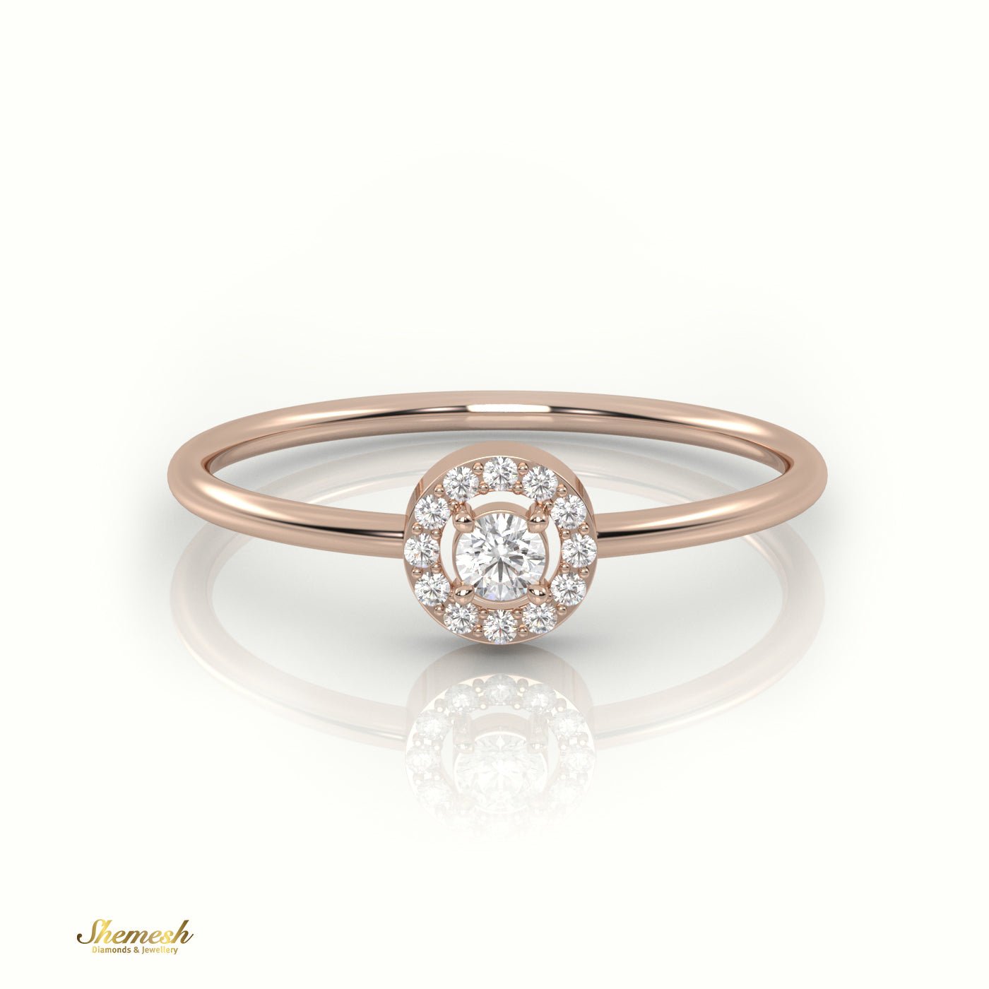 18K Gold Round Diamond Halo Engagement Ring - shemesh_diamonds