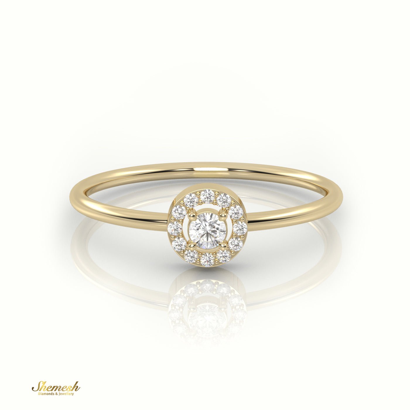 18K Gold Round Diamond Halo Engagement Ring - shemesh_diamonds