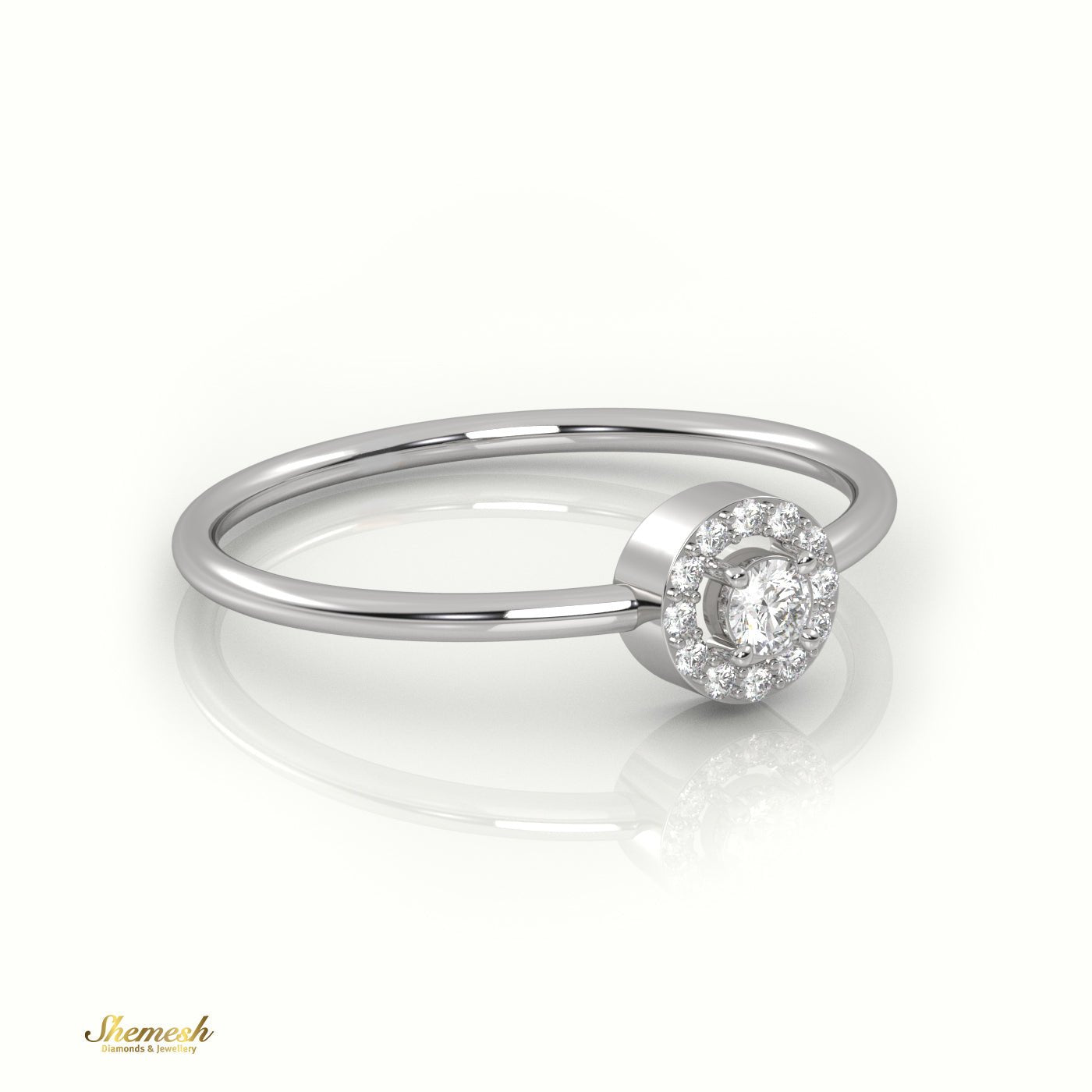 18K Gold Round Diamond Halo Engagement Ring - shemesh_diamonds